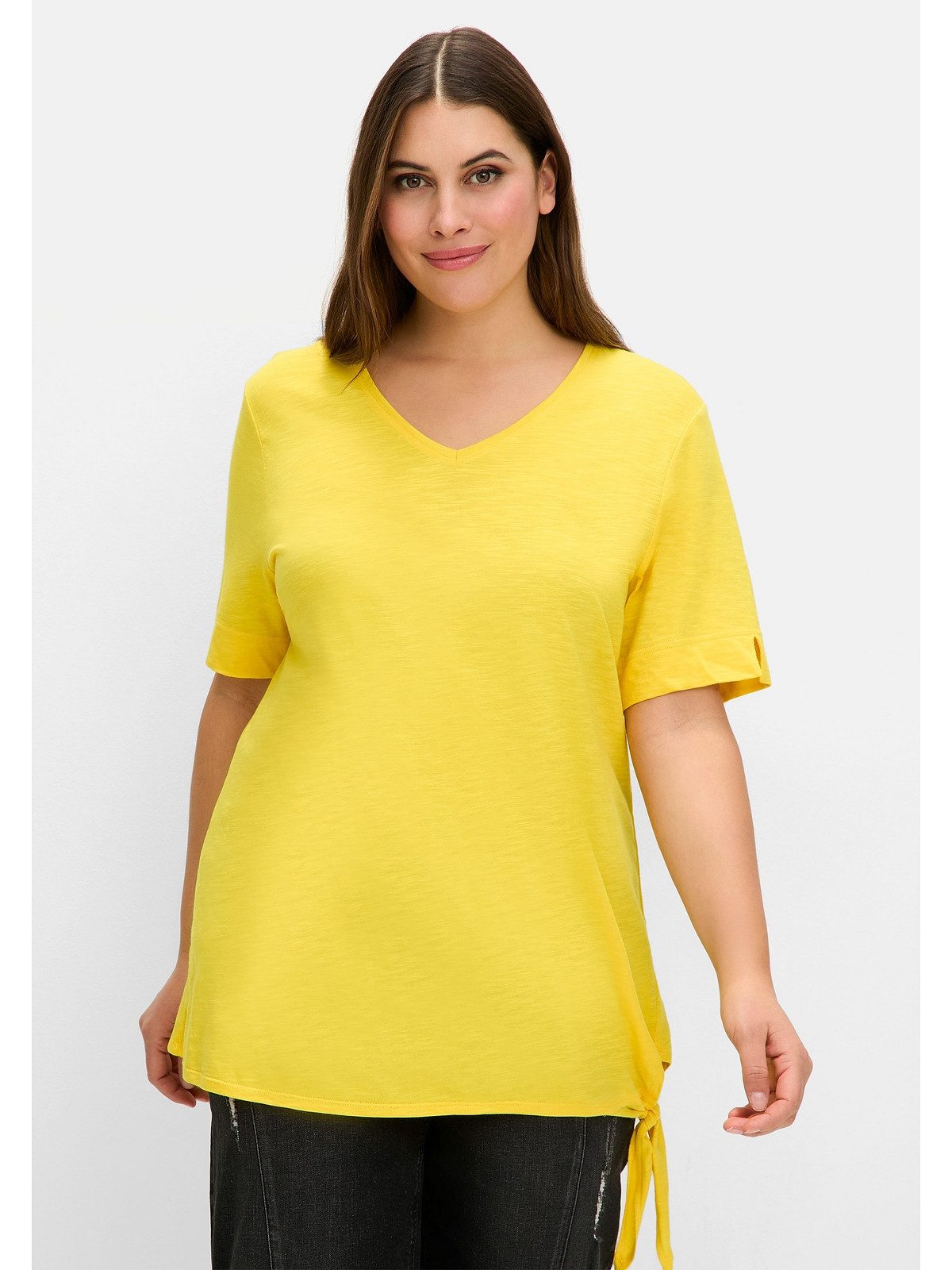Sheego T-Shirt Große Größen mit Knotendetail günstig online kaufen