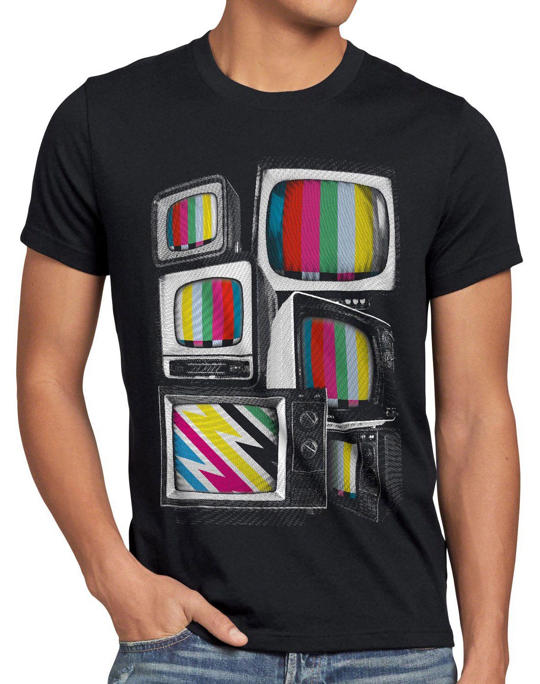 style3 Print-Shirt Herren T-Shirt Testbild big bang TV monitor theory retro fernseher heimkino vhs kino