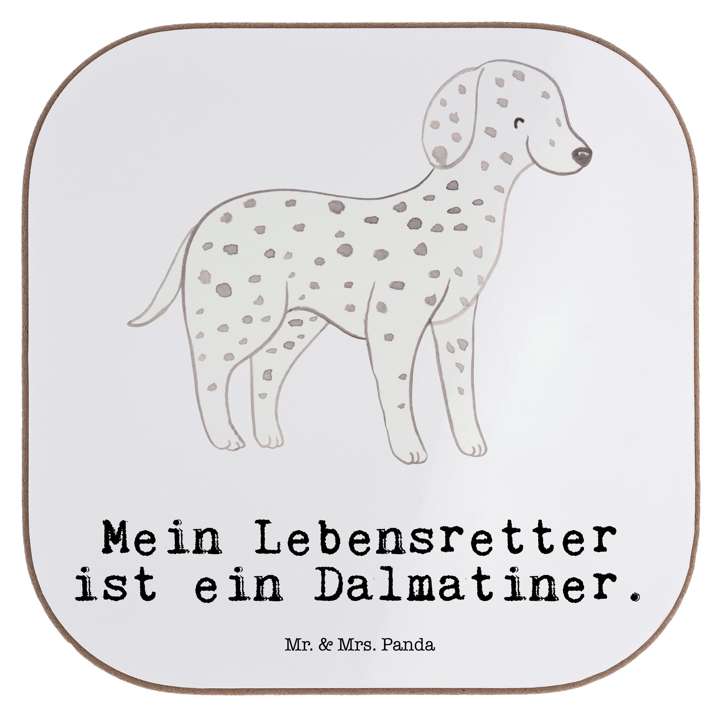 Mr. & Mrs. Panda Getränkeuntersetzer Dalmatiner Lebensretter - Weiß - Geschenk, Untersetzer Gläser, Welpe, 1-tlg.