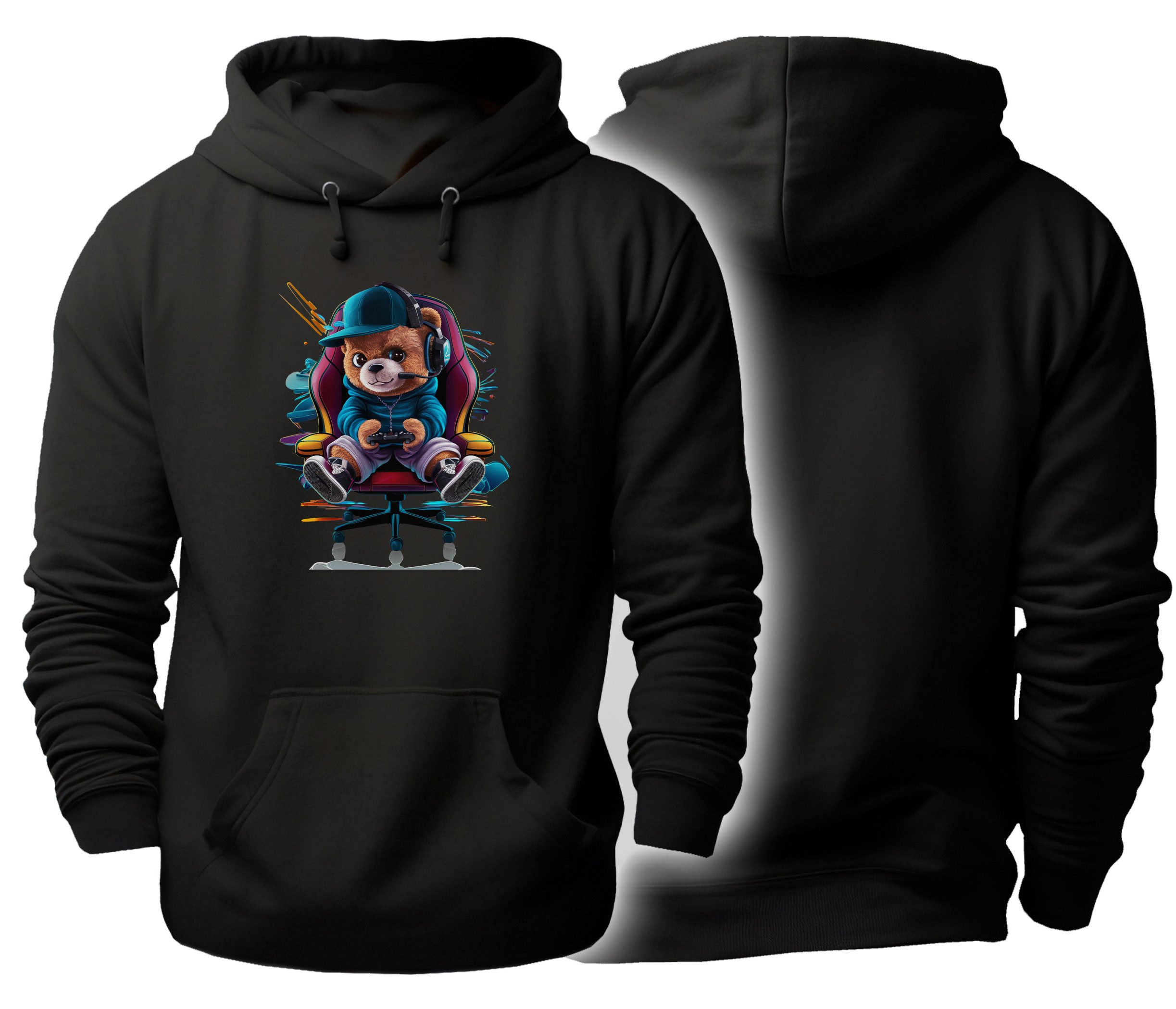 Hoodie Urbaner Streetart Kapuzen Pullover - Gaming Bär