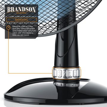Brandson Tischventilator, 35 cm Durchmesser, Ventilator "Silent" mit 3 Leistungsstufen, Lüfter ca. 85° Oszillation