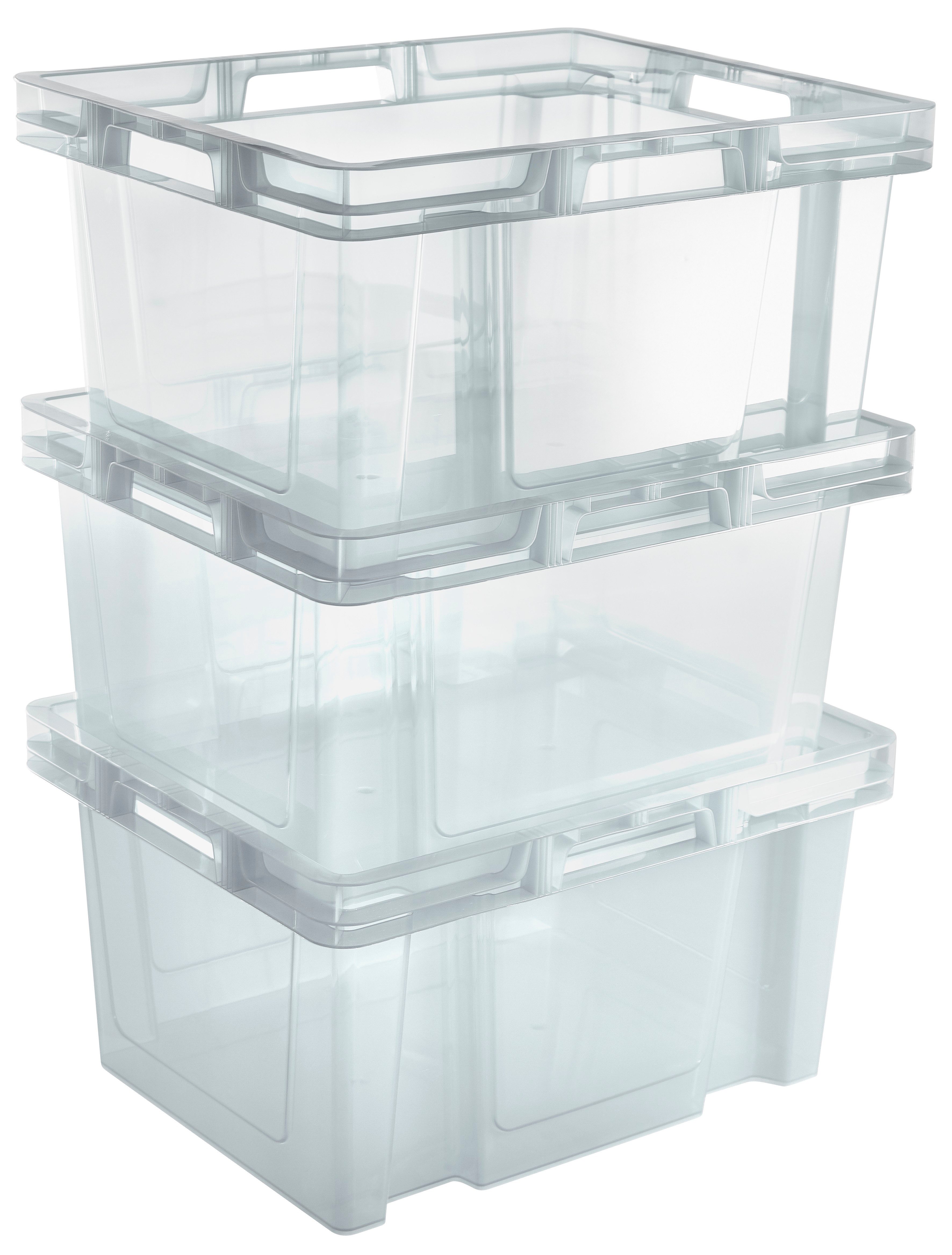 Gardissimo Stapelbox 3 er Set 26 Liter Kunststoff Boxen Euroboxen Plastik (Spar-Set, 3 St., 3 Boxen), stapelbar / nestbar / Made in Germany