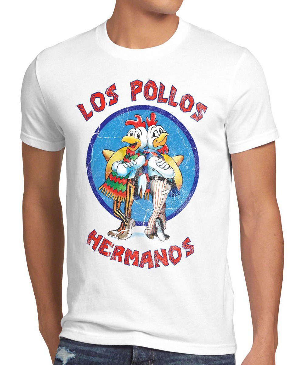 style3 Print-Shirt Herren T-Shirt Los Pollos breaking hermanos heisenberg walter bad white chicken weiß