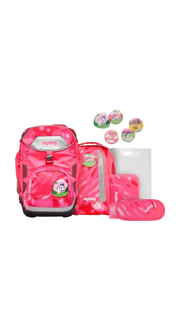 ergobag Schulranzen pack Set (6-tlg., 6-teiliges Set), größenverstellbares Rückensystem