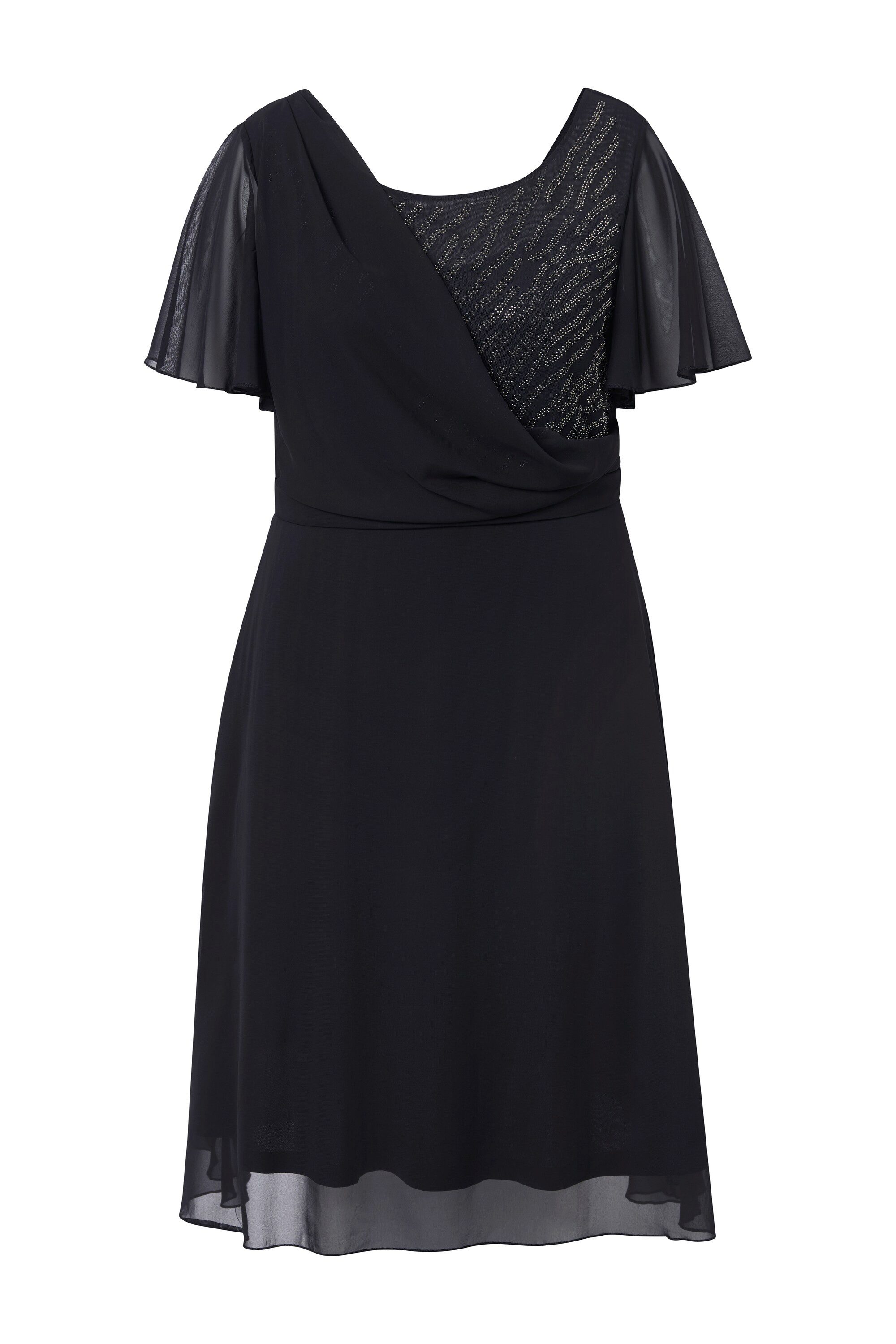 Ulla Popken Cocktailkleid Midi-Abendkleid Chiffon Drapierung günstig online kaufen