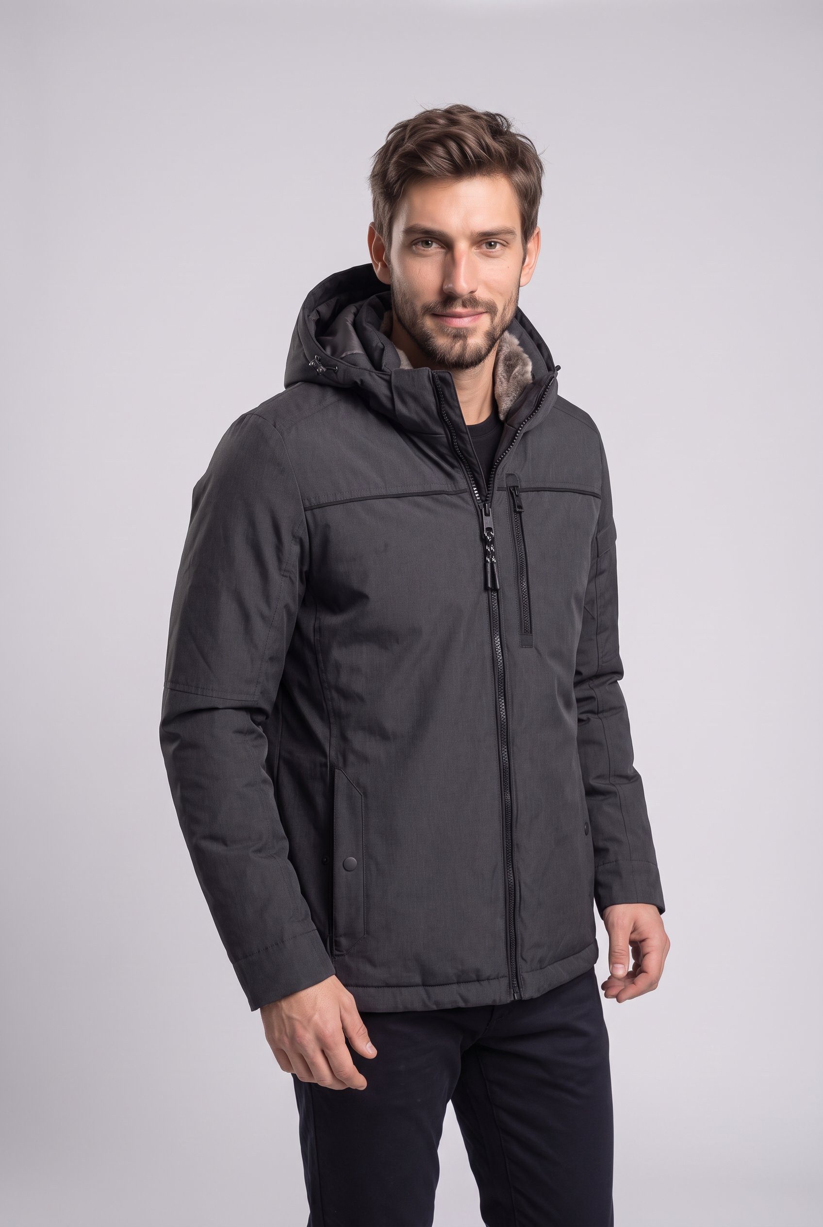 CASAMODA Winterjacke mit Kapuze und Reißverschluss
