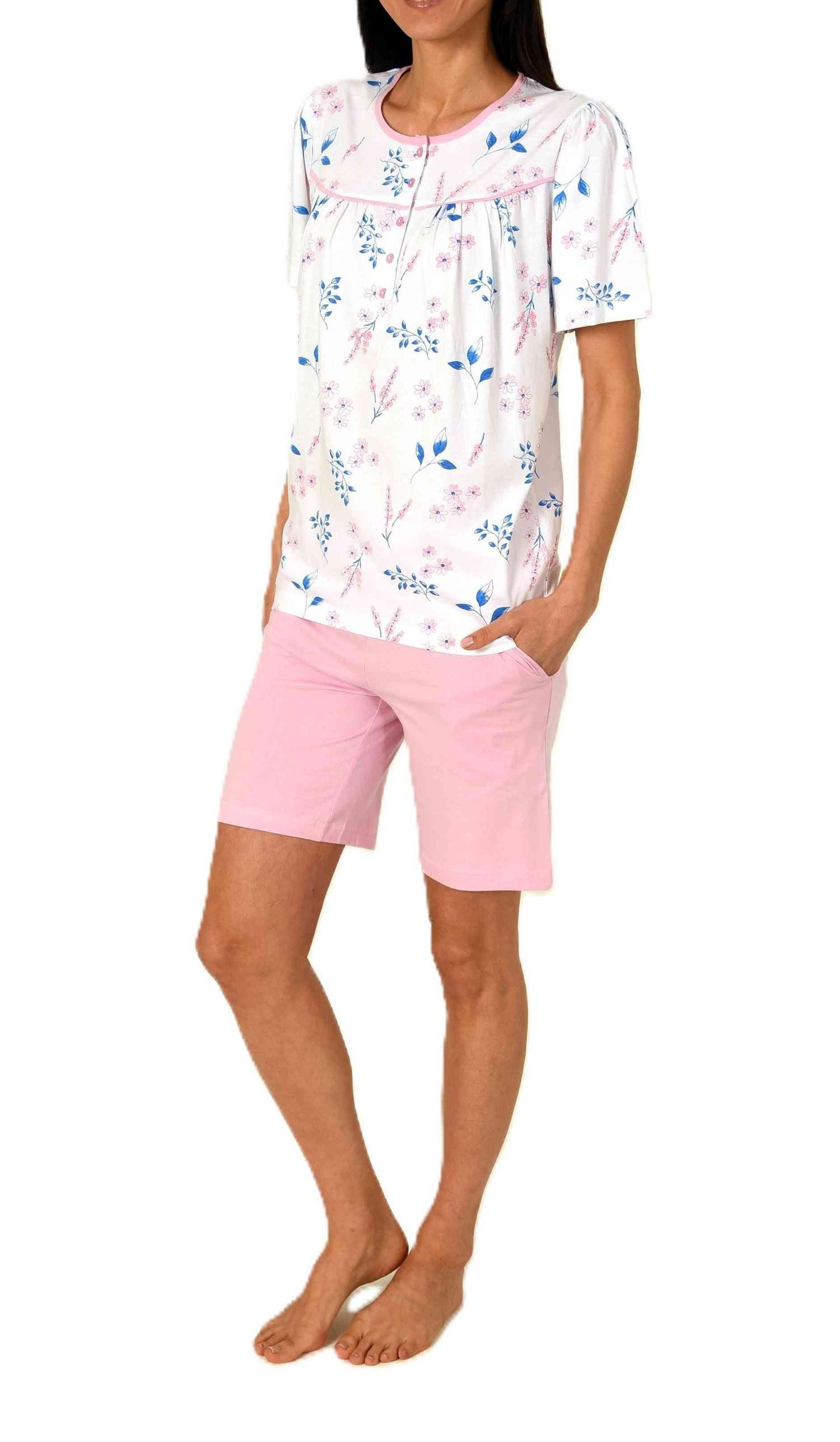 Normann Pyjama Normann Damen fraulicher kurzarm Shorty Pyjama in Klassischer Optik – Bild 2 von 3