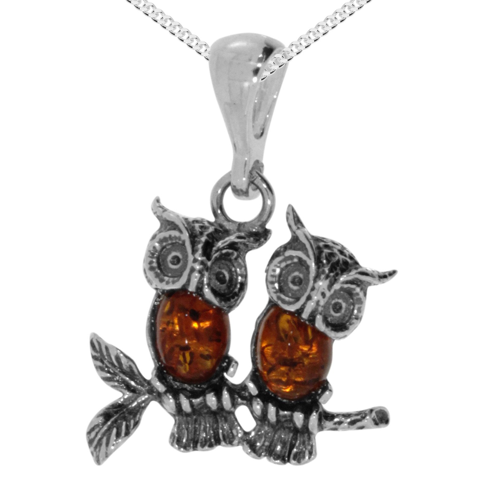 Kette mit Anhänger Ostsee-Schmuck Kette mit Anhänger Eulenpaar
