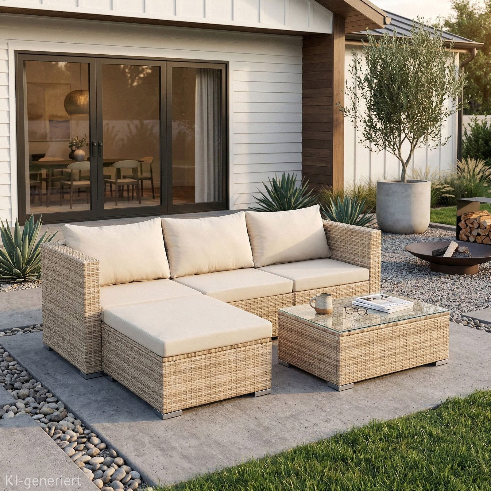 SVITA Loungeset QUEENS, (Set, 5-tlg., Garten-Lounge), verschiedene Stellmöglichkeiten, breite Armlehnen, inkl. Tisch