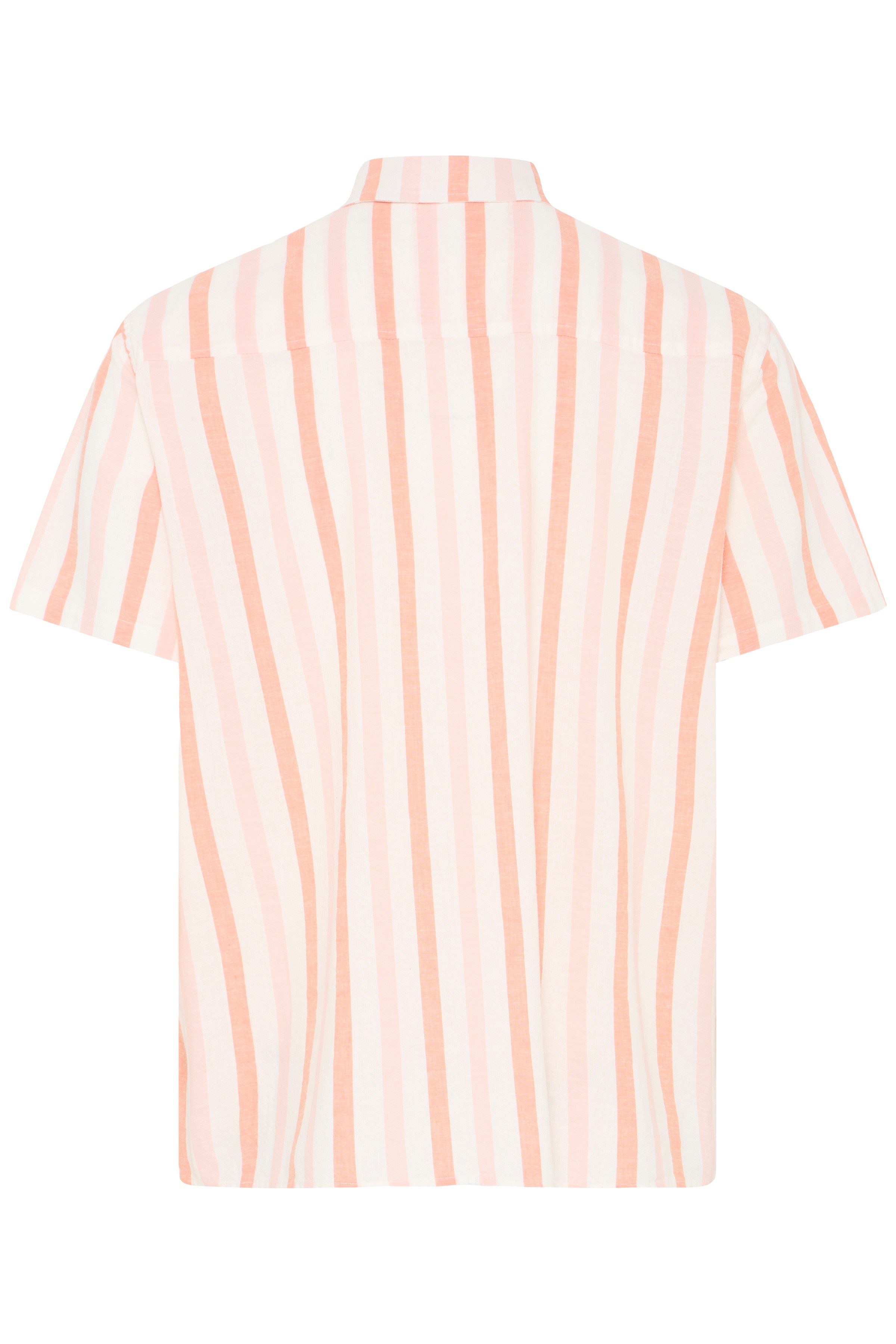 Blend Kurzarmhemd BHABAN SHIRT STRIPE aus Baumwollmischung, mit Leinen, Relaxed Fit, gestreifte Leinenoptik