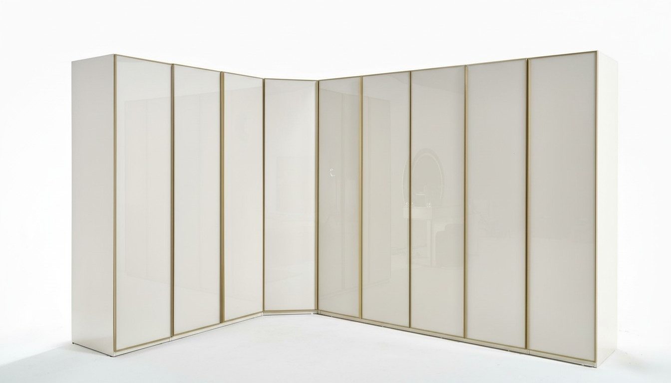 JVmoebel Eckkleiderschrank Hochglanz Eckschrank in Gold mit eleganter Ästhetik Made in Europa