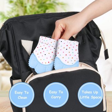 Silberstern Greifspielzeug 2er-Pack Silikon-Beißhandschuhe (Geeignet für Babys von 0–12 Monaten, blau), Beruhigende Baby-Beißhandschuhe zur Schmerzlinderung