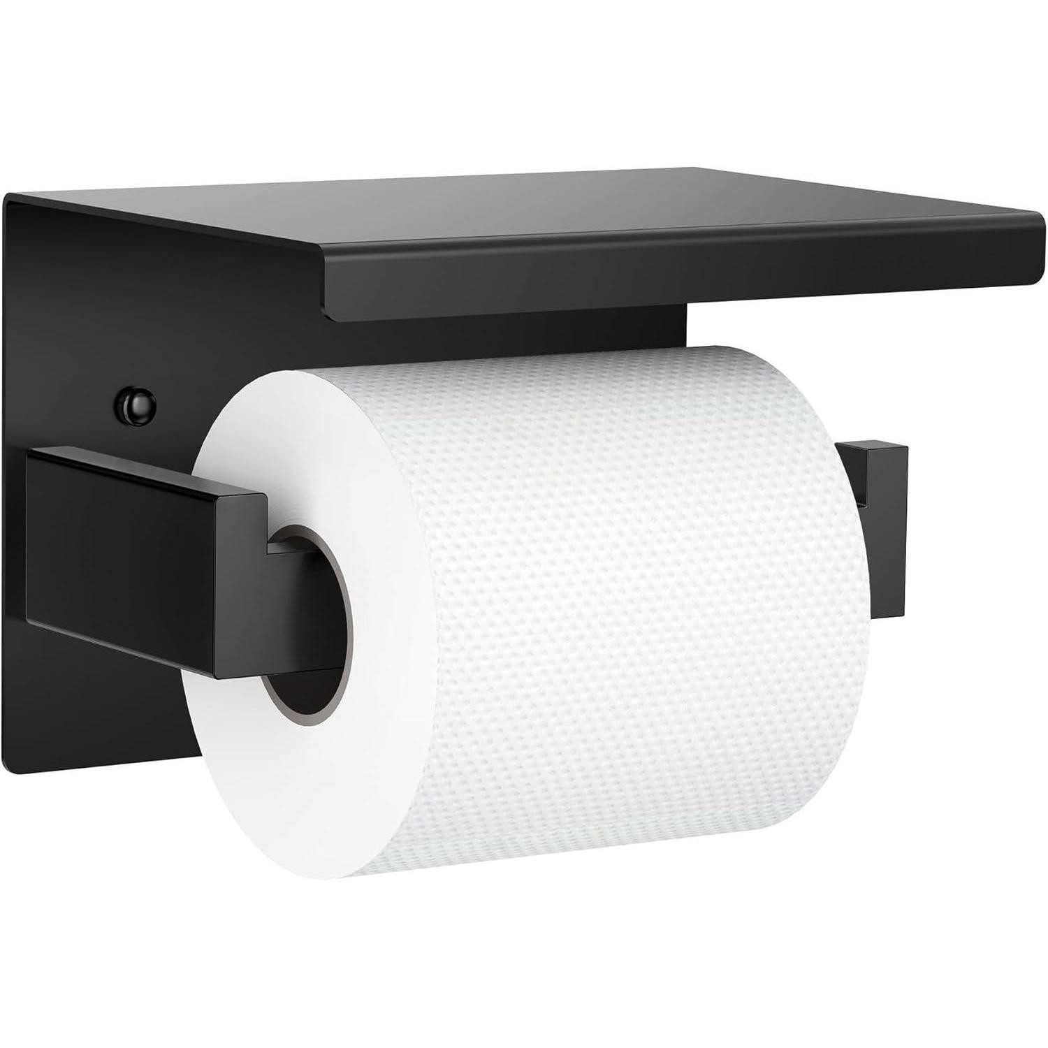 LuxusKollektion Toilettenpapierhalter Toilettenpapierhalter Edelstahl Selbstklebend Schwarz mit Ablage