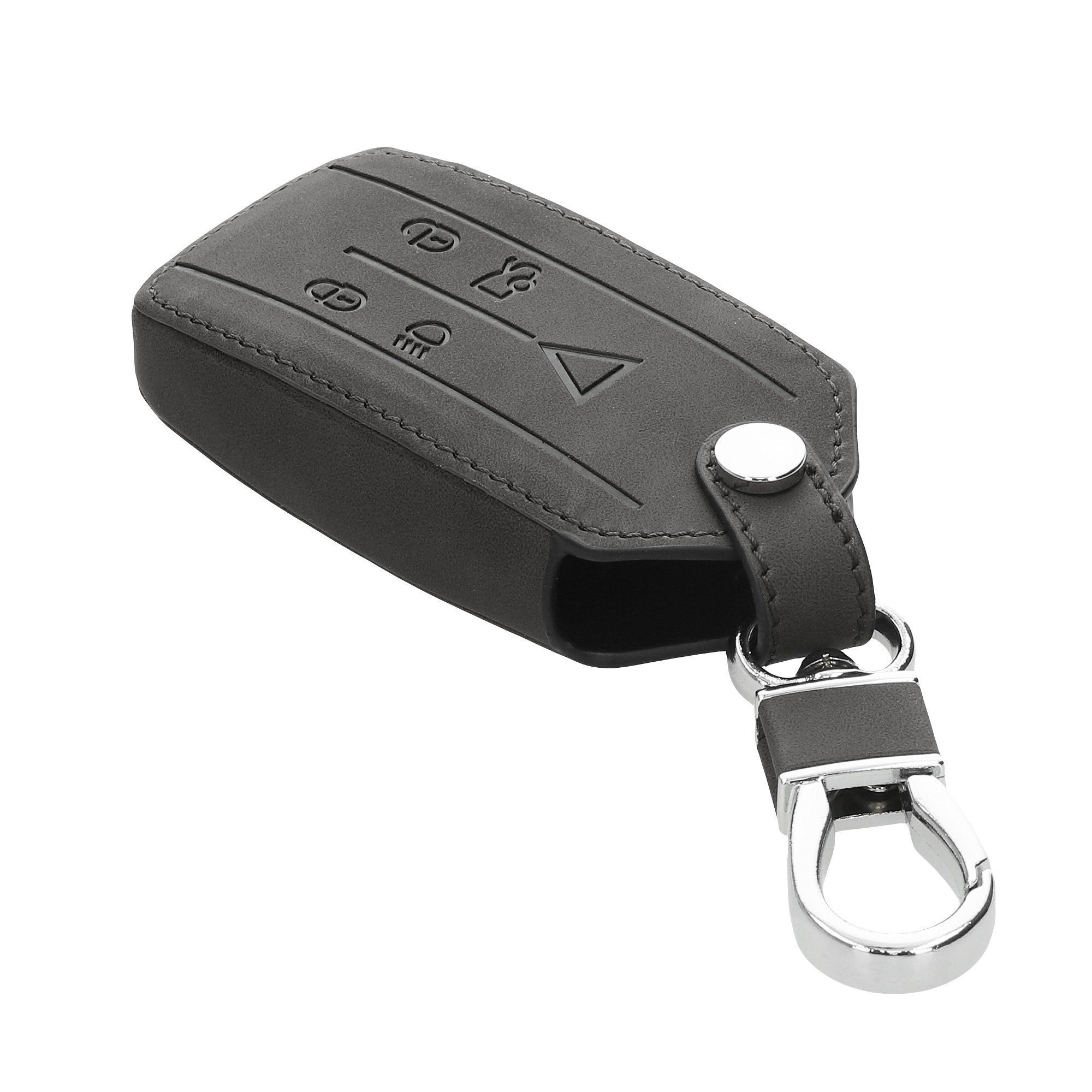 Nubuklederoptik Cover Autoschlüssel - Schutzhülle Schlüsselhülle Kunstleder Dunkelgrau Hülle Jaguar, Schlüsseltasche für kwmobile