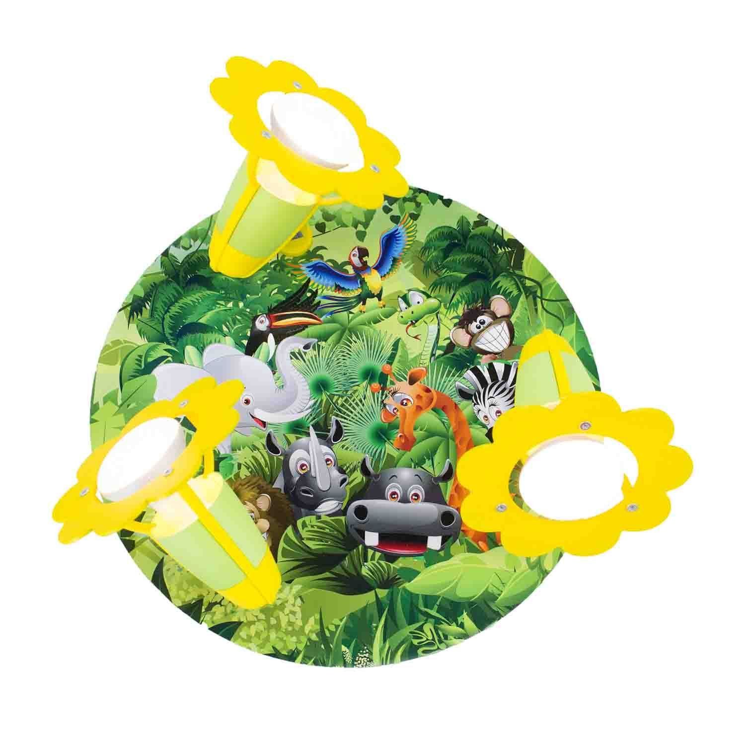 Licht-Erlebnisse Deckenstrahler VILDA, ohne Leuchtmittel, rund B: 29 cm Tiere Bunt 3x E14 Kinderzimmer Kinder