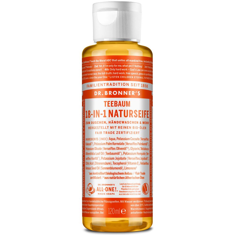 Dr. Bronners Handseife -IN- Naturseife Teebaum, 120 ml
