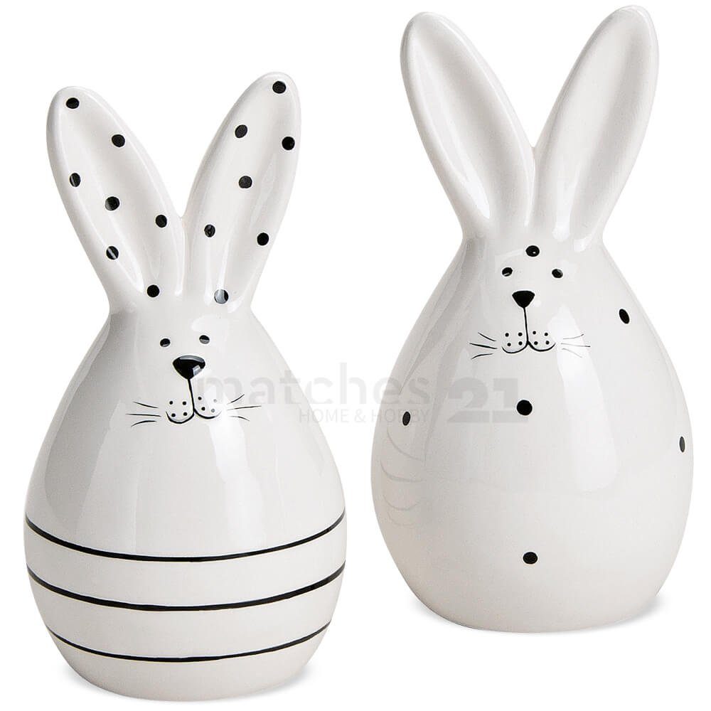 matches21 HOME & HOBBY Dekofigur Osterhasen weiß schwarz 2er Set 14 cm (2 S günstig online kaufen
