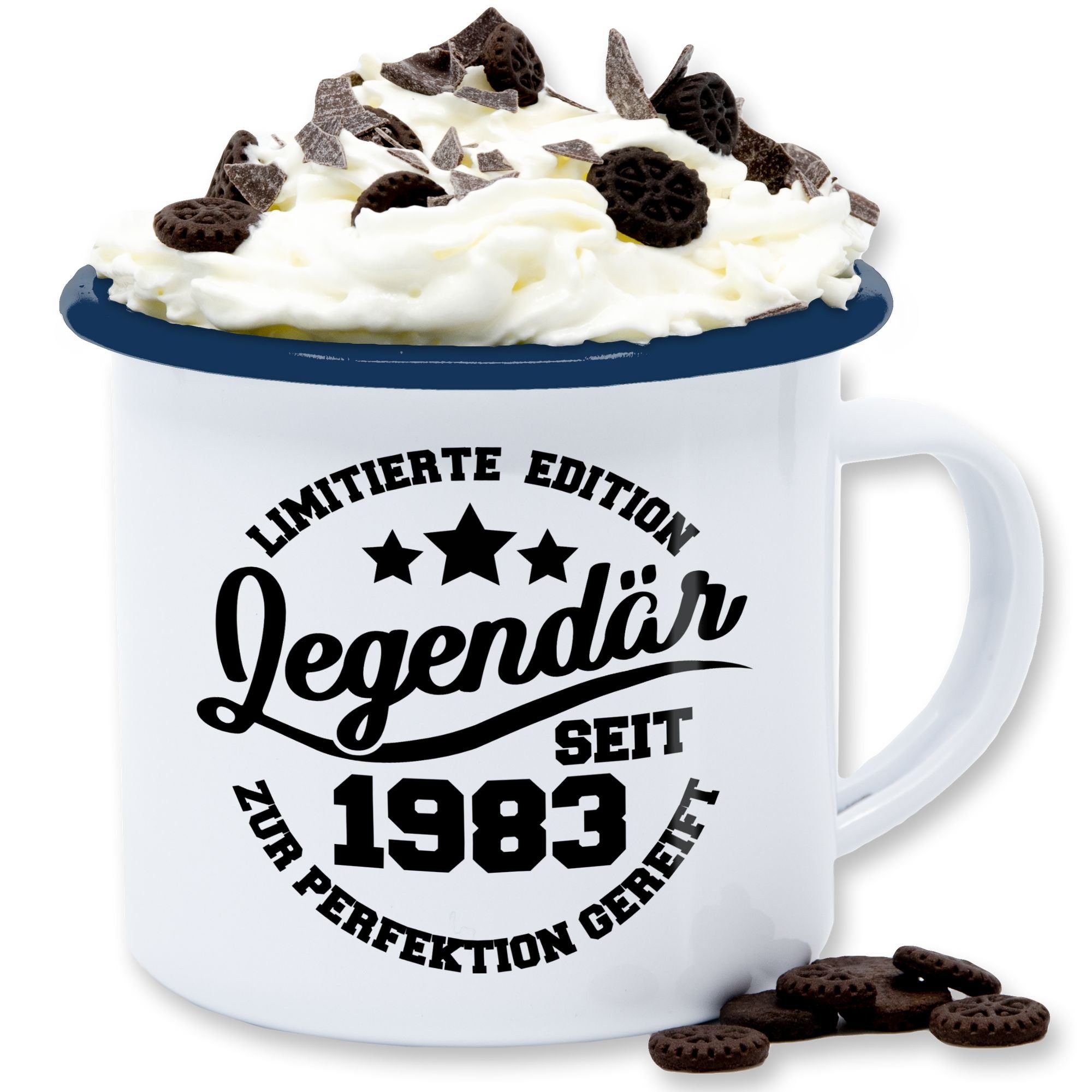 40. Geburtstag seit 1983, Stahlblech, Blau Legendär Tasse Shirtracer 2 Weiß Tasse