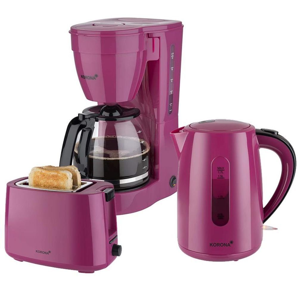 KORONA Toaster Frühstücksset / Küchenset, 3er Set, mit Kaffeemaschine, 2-Scheiben Toaster, 1,7L Wasserkocher