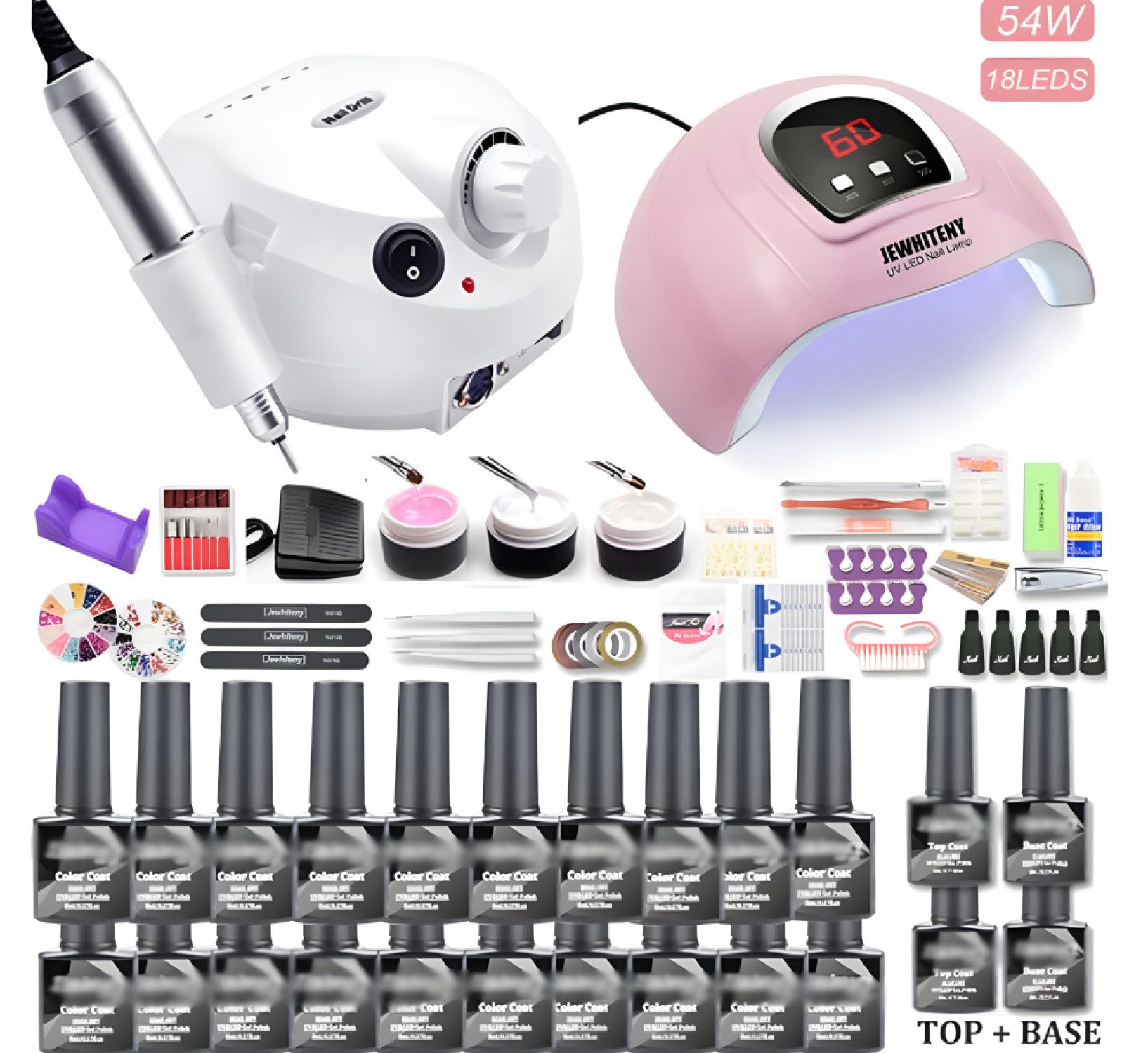 Nagellack-Set 64-Stücke DIY Nail-Art-Set, 10ml 20-Farben Nagellack-Set