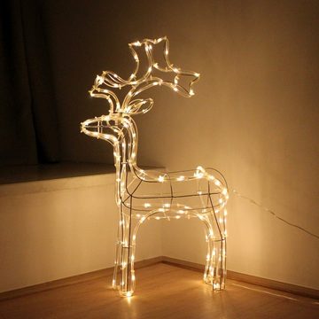 Salcar LED Dekolicht 60cm Rentier Weihnachtsdeko Hirsch Beleuchtet LED Lichtschlauch Elch, LED Dekolicht, LED fest integriert, warm, Weihnachten Deko Außen
