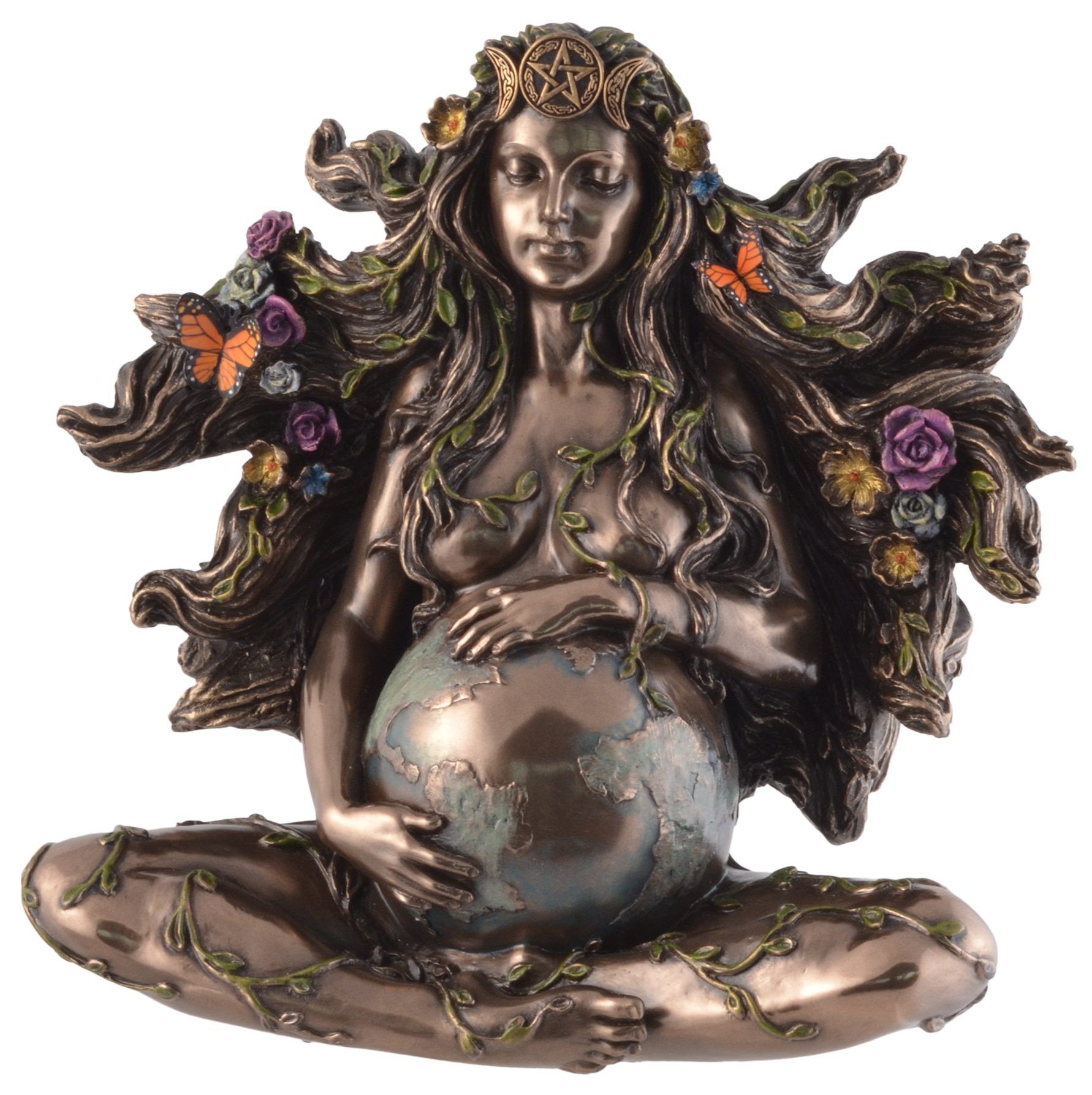 Vogler direct Gmbh bronziert, Kunststein, und Veronese, coloriert, 18x9x18cm by Veronese, - Größe: ca. L/B/H coloriert Dekofigur Erdmutter Gaia bronziert