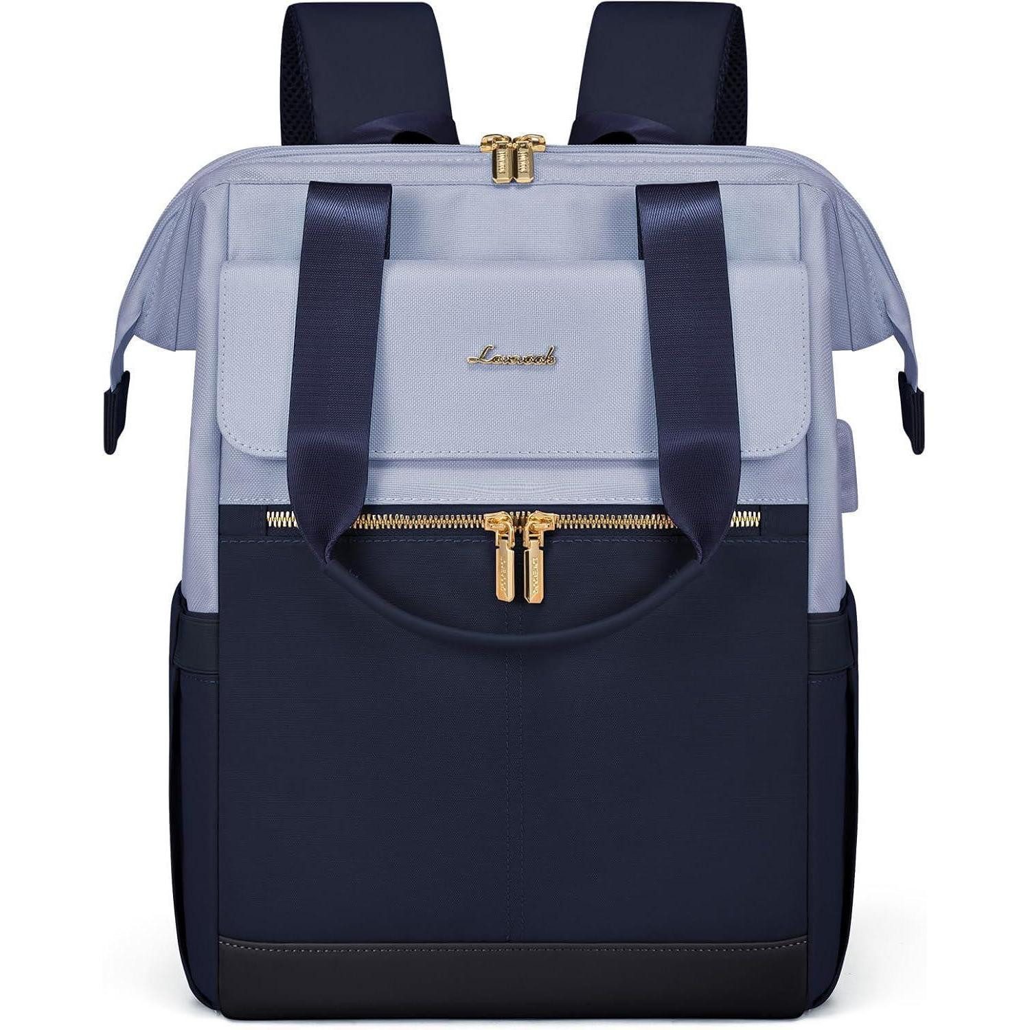 LuxusKollektion Laptoprucksack Rucksack Laptop 15,6Zoll Blau 2in1 Hellblau & Marineblau 15,6 Zoll