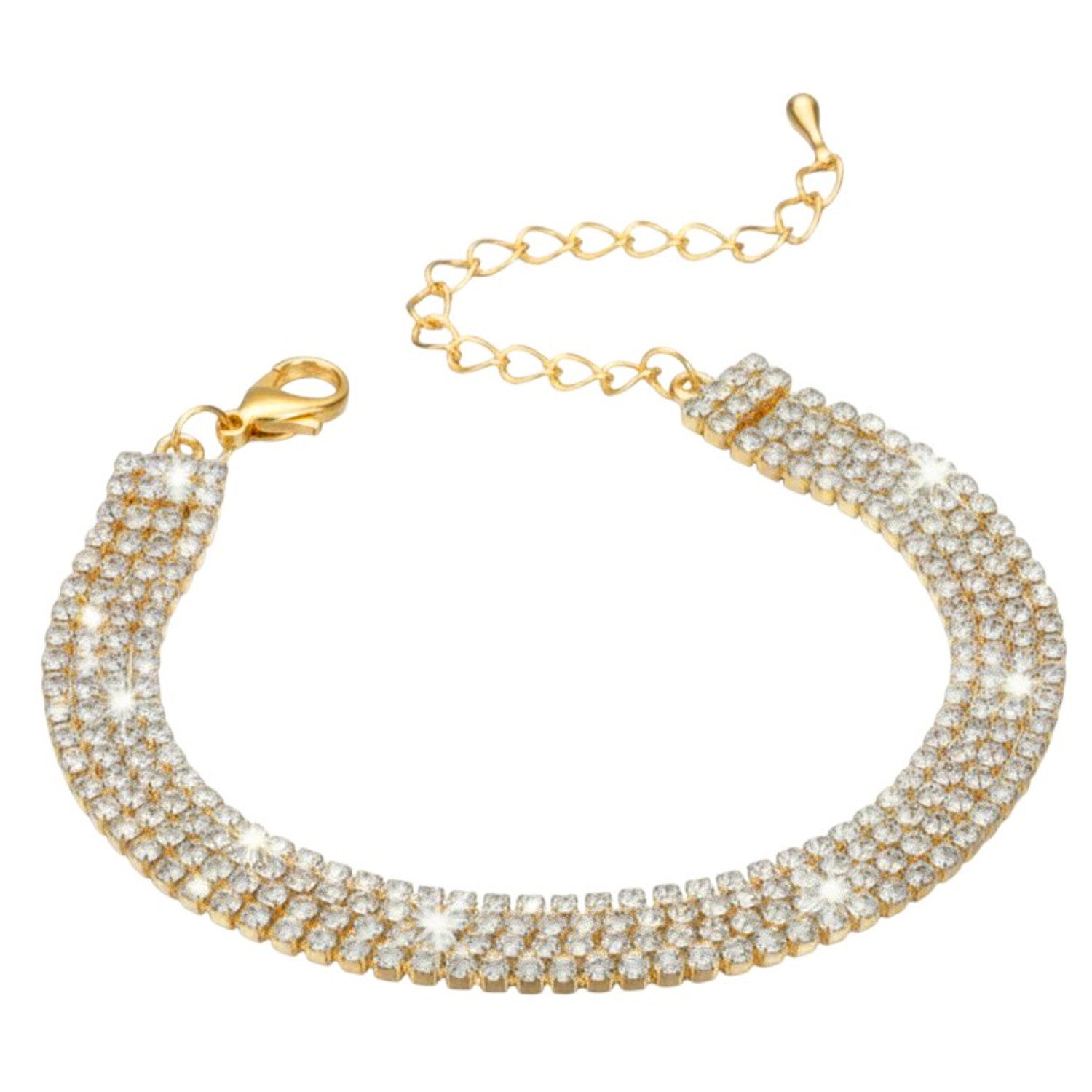 KARMA Fußkette Fußkettchen Strass Gold 21 cm moderne (Damenfußkettchen gold günstig online kaufen