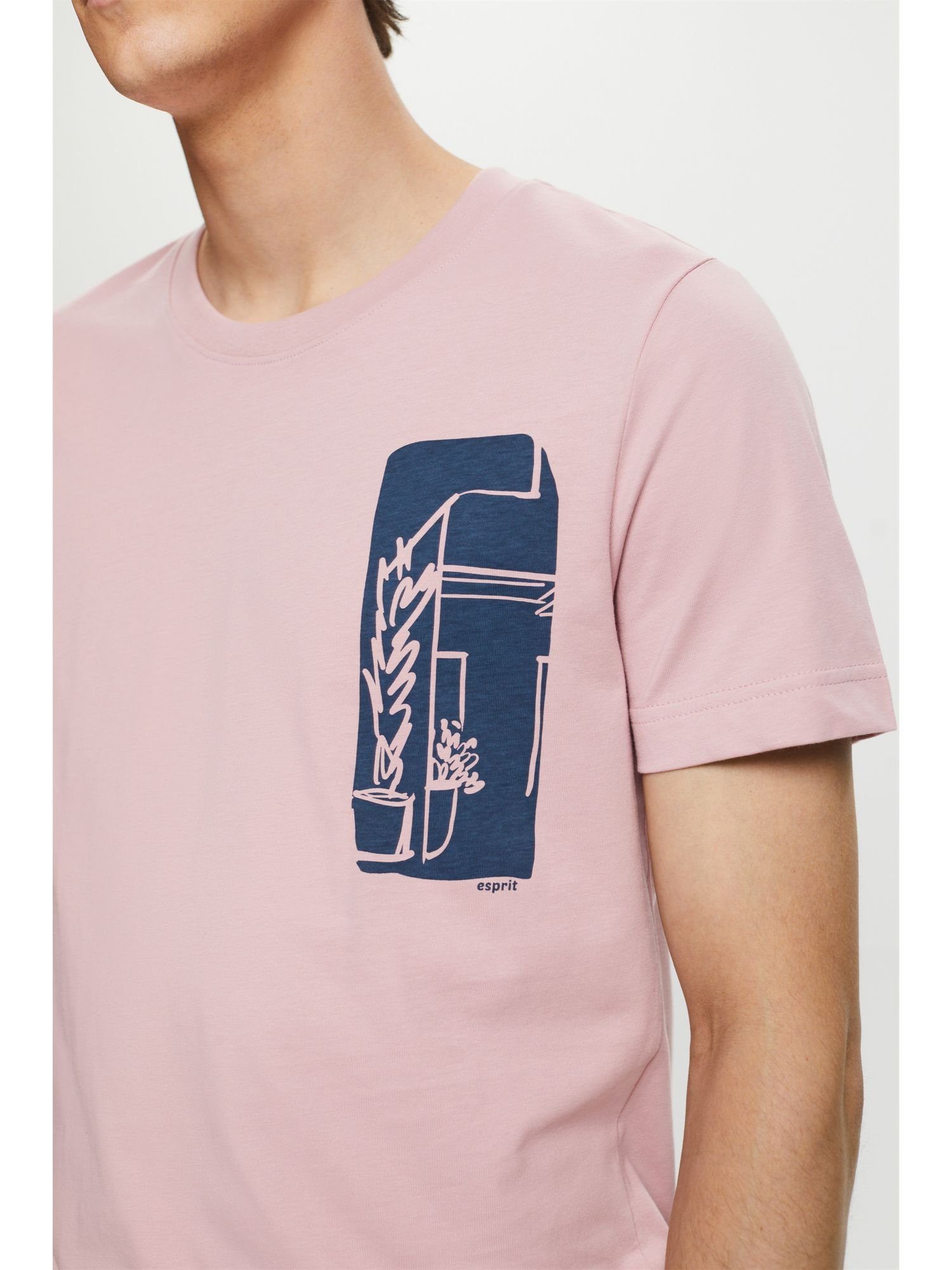 OLD (1-tlg) 100% T-Shirt by Esprit T-Shirt edc mit Frontprint, Baumwolle PINK