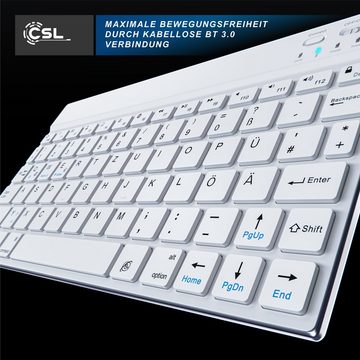 CSL Wireless-Tastatur (Ultra Slim Keyboard, Bluetooth, Alugehäuse, Deutsches Layout, BT 3.0)