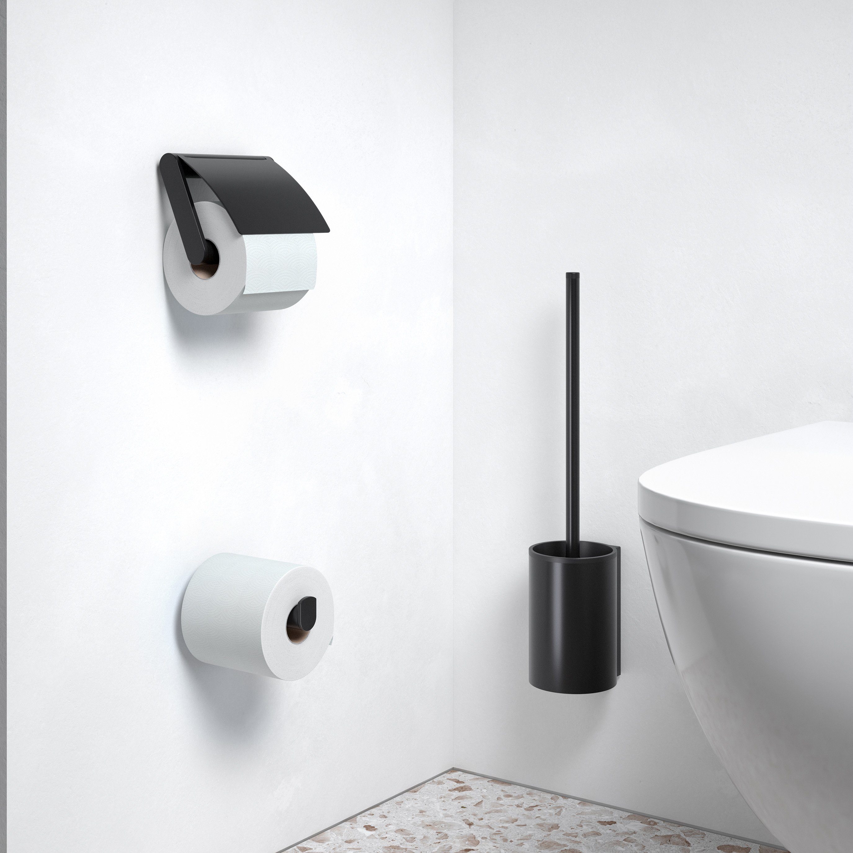 Keuco WC-Garnitur Plan mit Metallgehäuse, (Vormontiert), schwarz, mit Kunststoffeinsatz, Made in Germany, Wandmontage