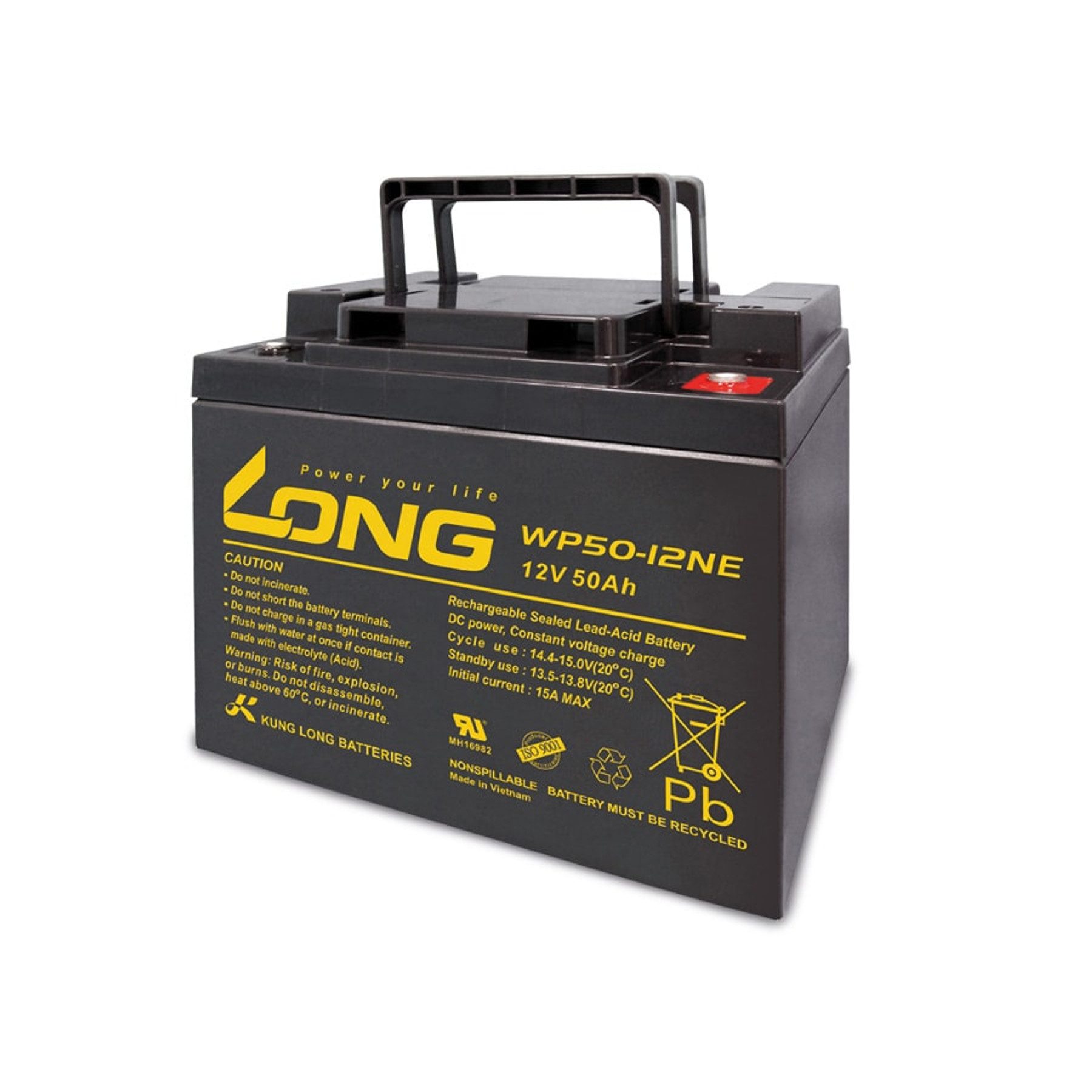 Kung Long KUNG LONG Blei-Akkumulator WP50-12NE, 12 V-/50 Ah, zyklisch Bleiakkus