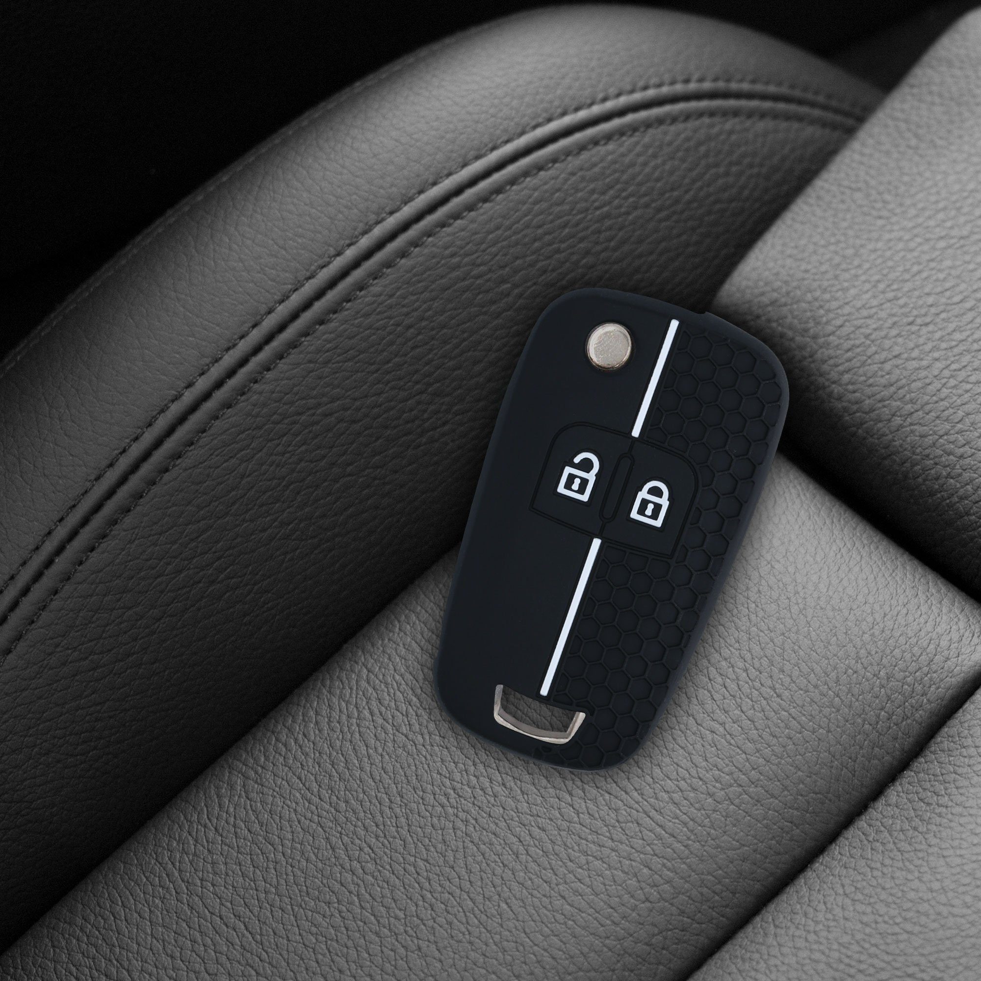 Silikon Autoschlüssel Opel Case Schlüsselhülle Schlüssel Cover Hülle Chevrolet, Schwarz-Weiß für Schlüsseltasche kwmobile