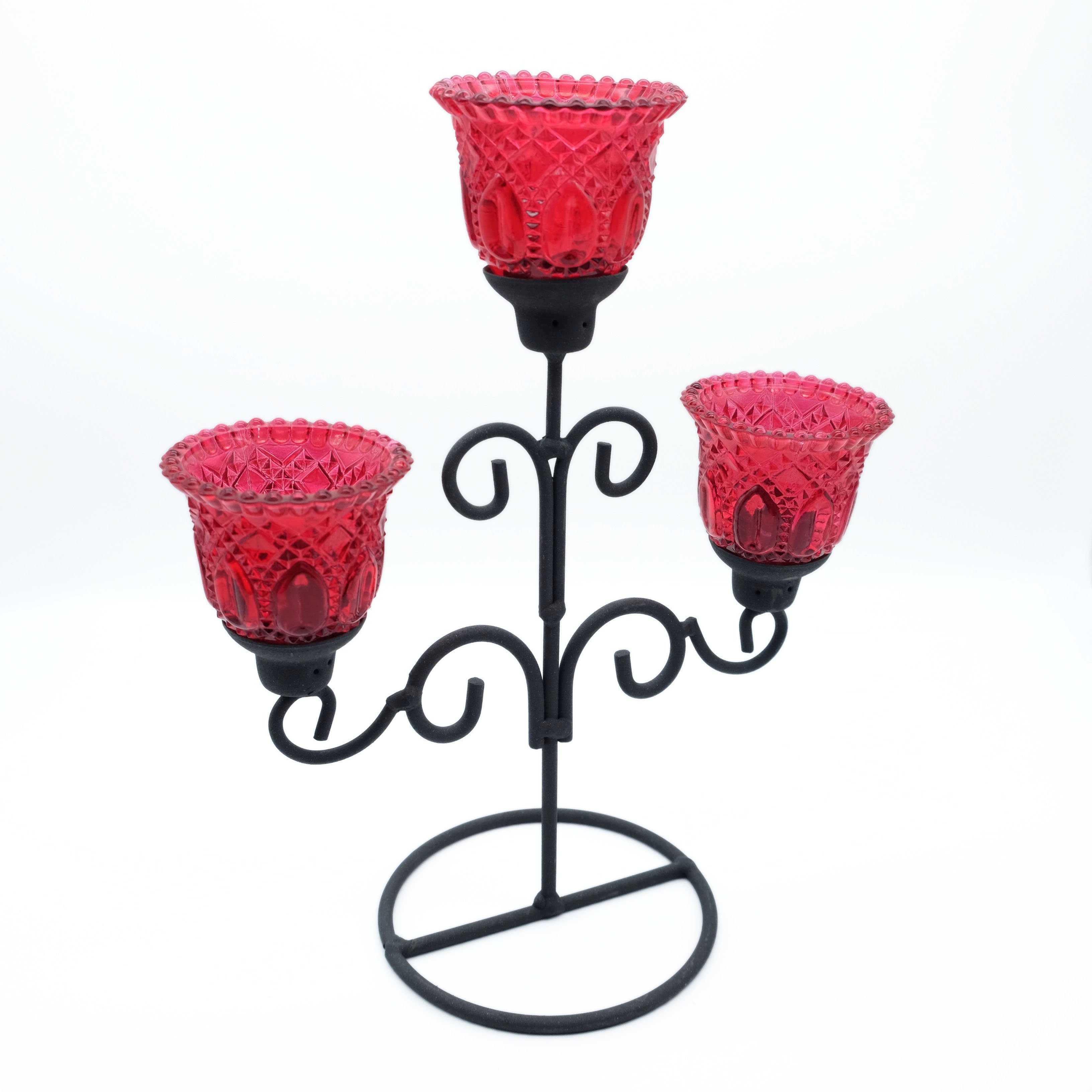 Teelichte Kerzenhalter, DeColibri Glas, Kerzen rot standfest, Kerzenständer, für Teelichthalter geeignet und Kerzenständer