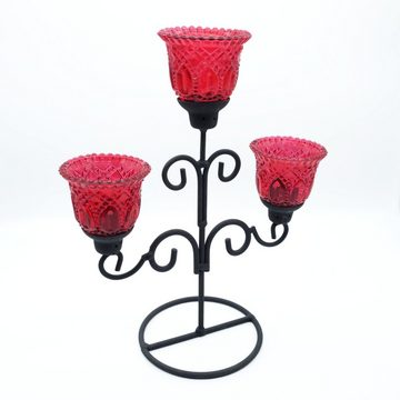 DeColibri Kerzenständer Kerzenständer, schwarz, Metall, 3-armig, standfest, für Kerzen und Teelichte geeignet