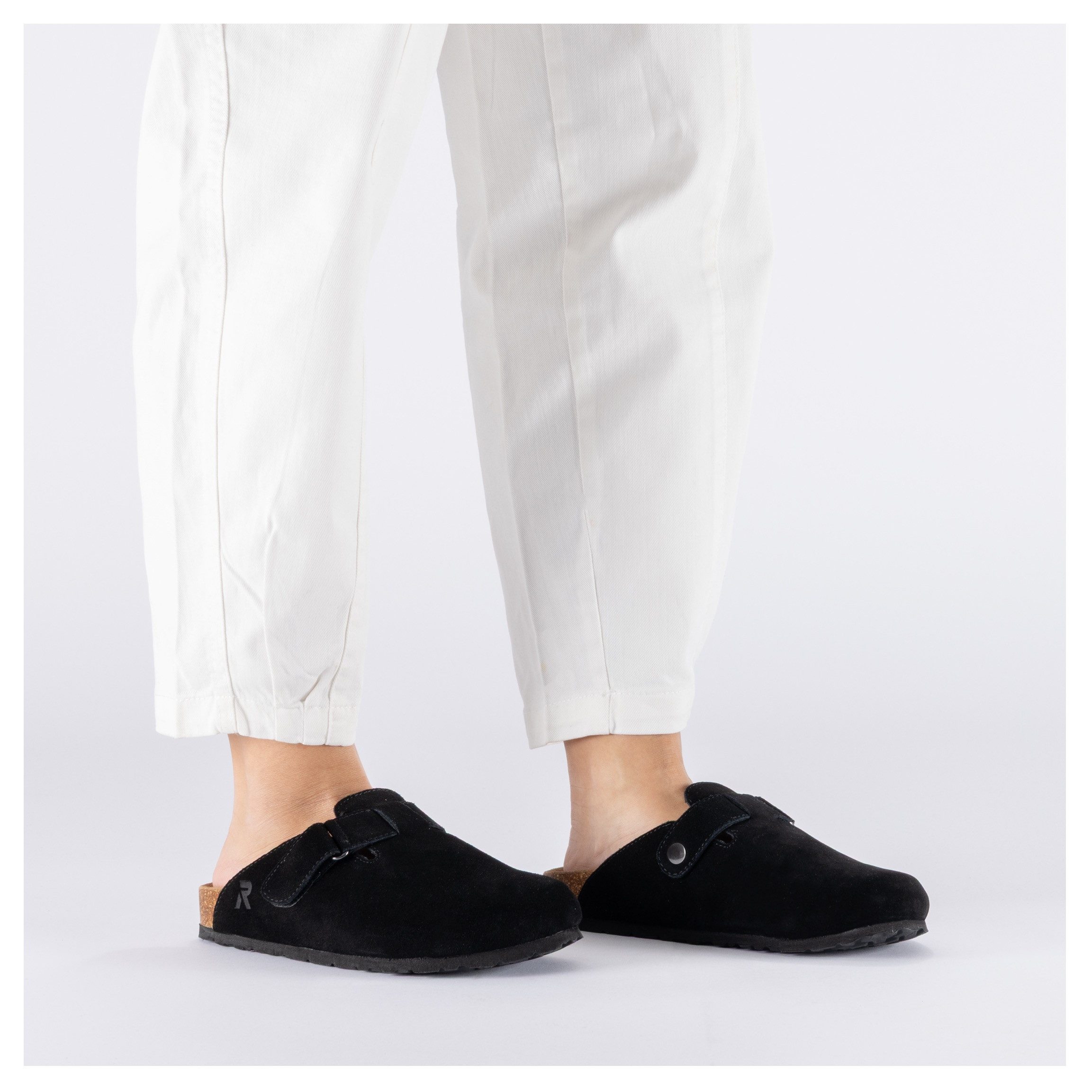 Rieker Clog Pantolette, Hausschuh, Sommerschuh mit Klettriemchen