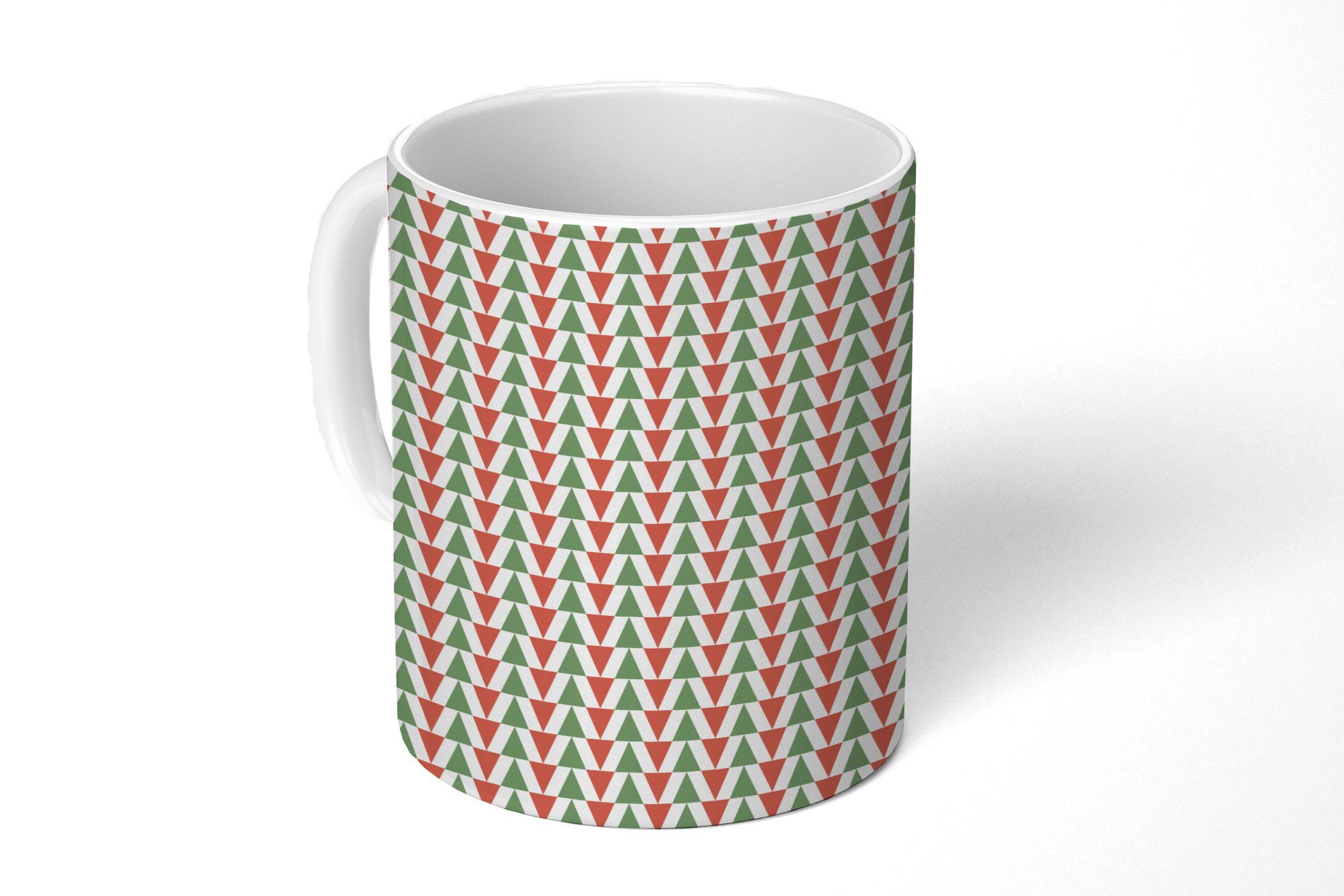 MuchoWow Tasse Weihnachten - Muster - Dreieck, Keramik, Kaffeetassen, Teetasse, Becher, Teetasse, Geschenk