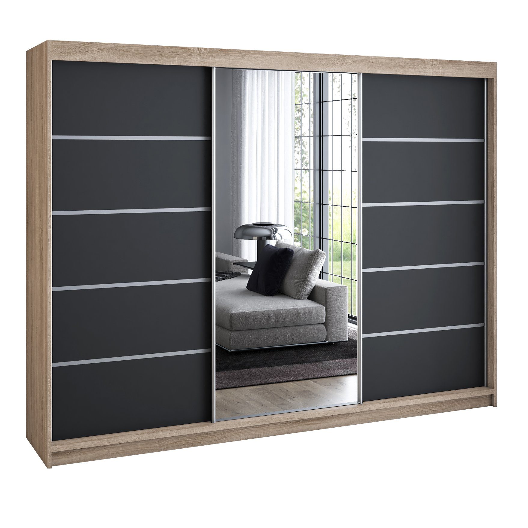 A&J MöbelLand GmbH Schiebetürenschrank VILUNO mit 4 Schubladen und Spiegel günstig online kaufen