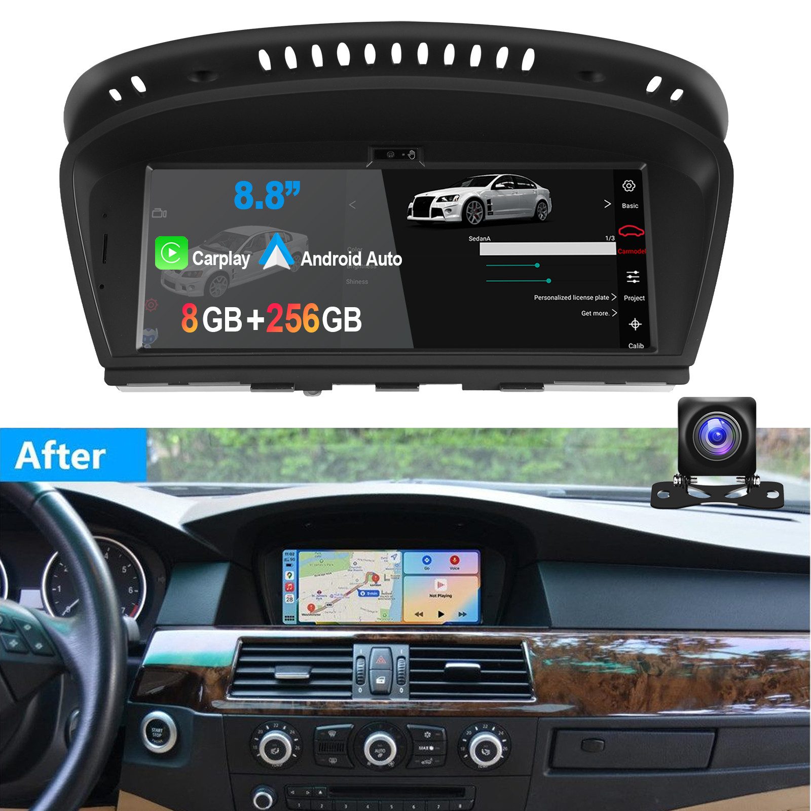 ESSGOO Android14/15 4G für BMW E60 E61 E63 E64 E90 E91 E92 E93 3/5 Series CCC Autoradio (DAB+ (optional), 8+256GB(optional), DAB (optional), 4G LTE, RDS, AM, FM, (Digitalradio (DAB), FM, AM, RDS, SWC, Navi DSP 4G LTE 8-Kern)