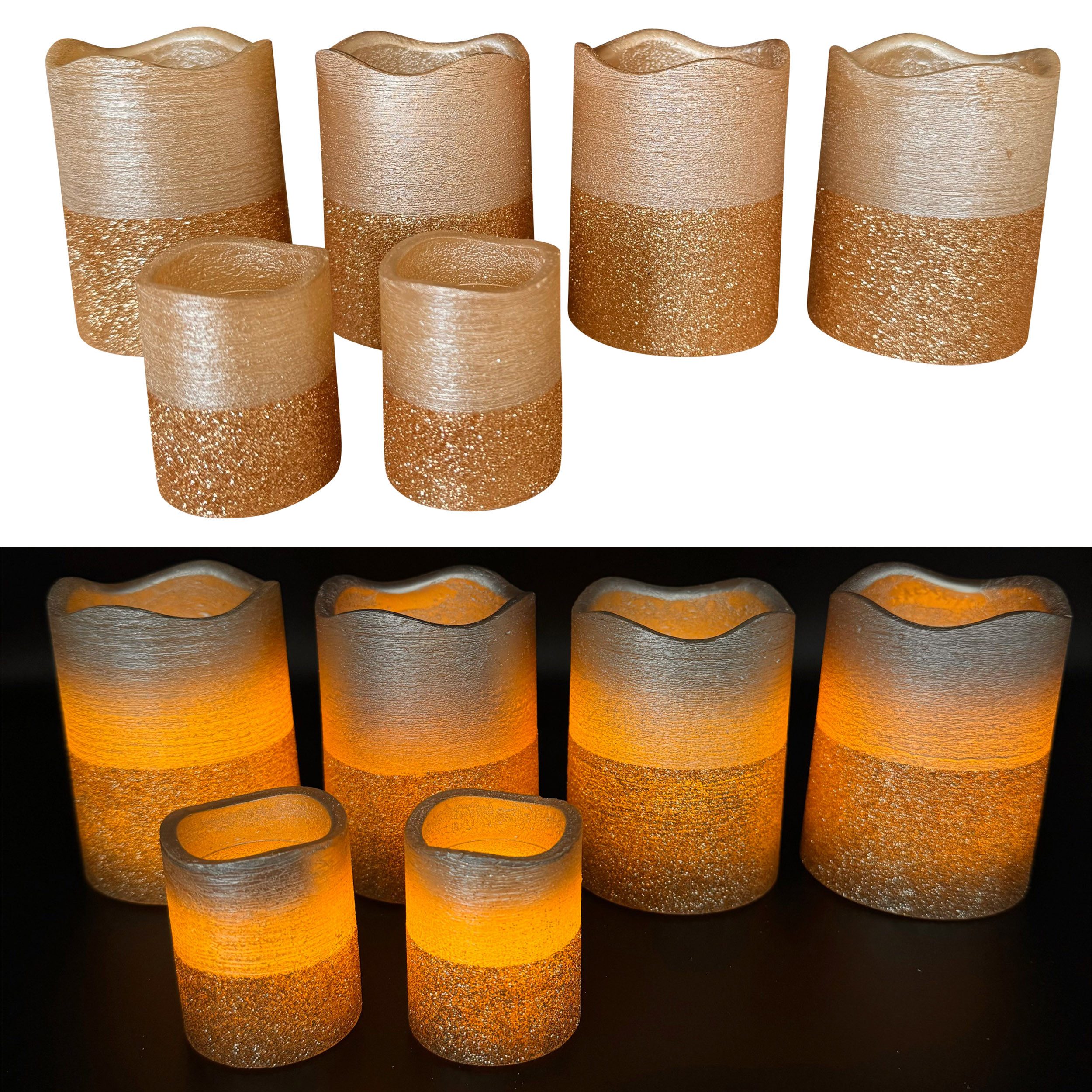 Online-Fuchs LED-Kerze 4 + 2 Kerzen mit abgesetzten GLITZERÜBERZUG (Weihnac günstig online kaufen