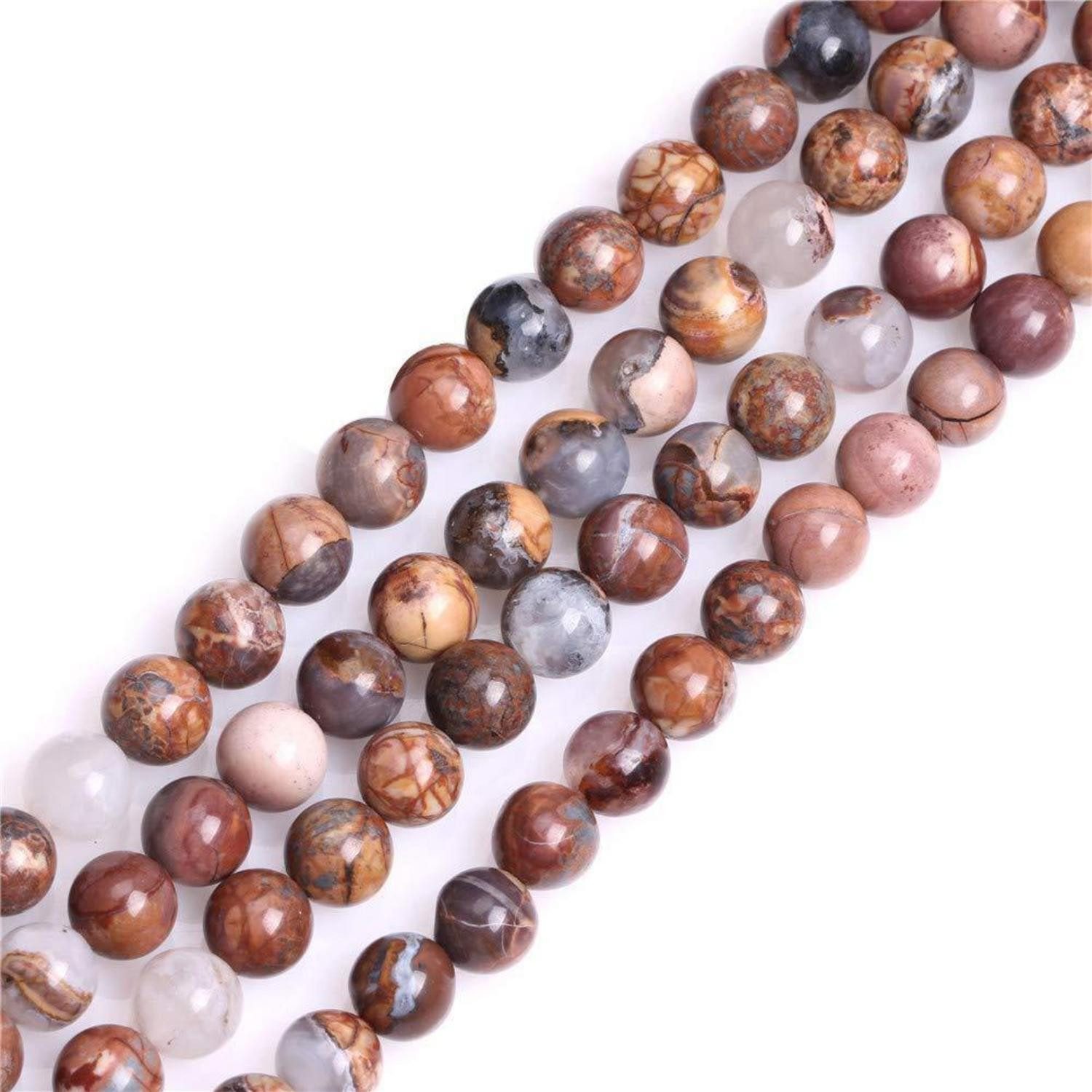 LuxusKollektion Bastelperlen Jaspis Edelsteinperlen Braun 6mm, (47-tlg)