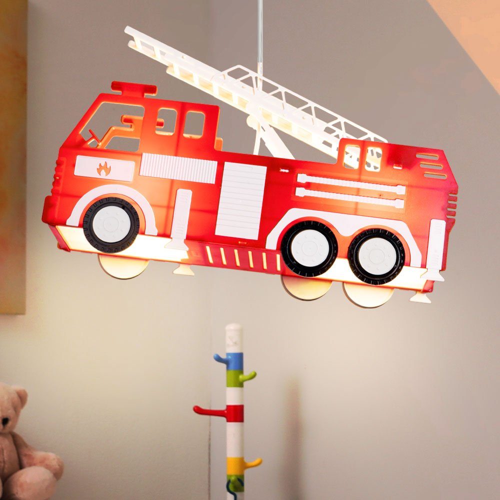 etc-shop Dekolicht, Leuchtmittel nicht inklusive, Kinderzimmerlampe Pendelleuchte Kinderzimmer Feuerwehr Hängelampe
