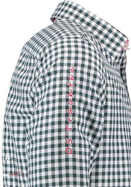 OS-Trachten Trachtenhemd Ubegu Langarmhemd mit Große Stickerei auf dem Rücken