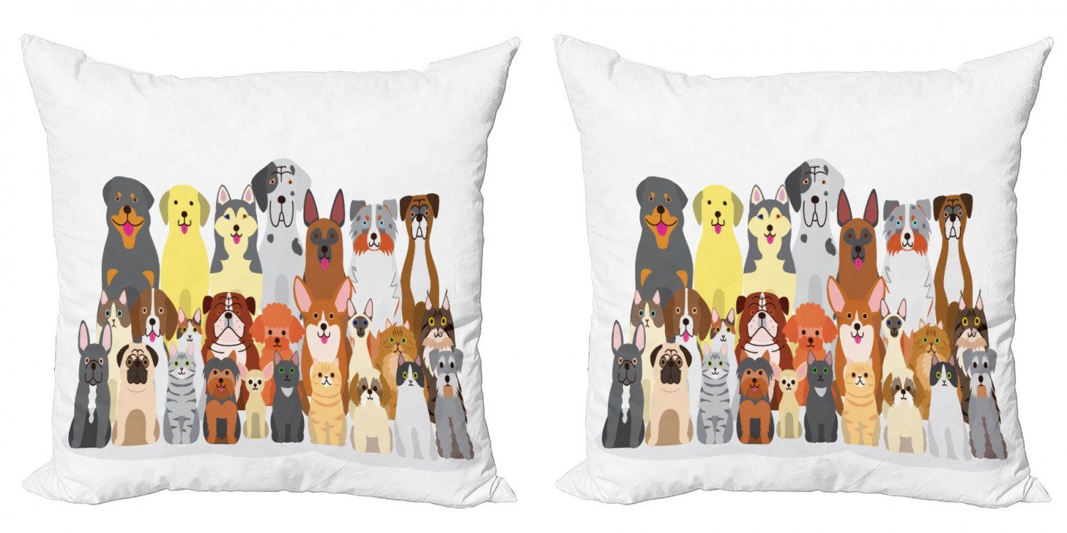 Kissenbezüge Modern Accent Doppelseitiger Digitaldruck, Abakuhaus (2 Stück), Tierliebhaber Tiere Cartoon