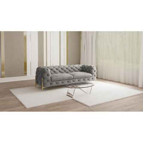 S-Style Möbel 3-Sitzer Ashley Chesterfield Sofa mit Goldene Metall Füßen, mit Wellenfederung