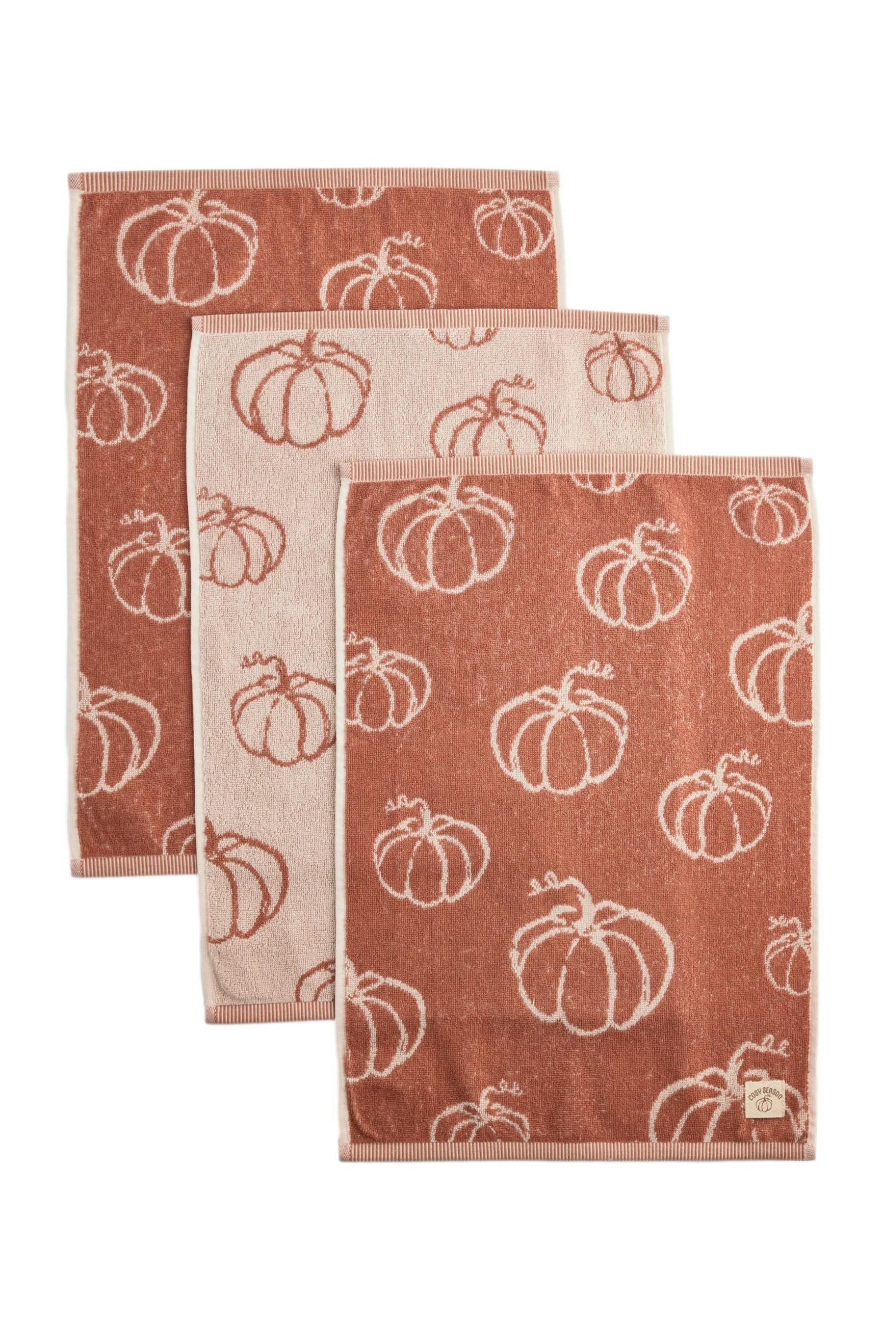 Next Geschirrtuch 3er-Set Geschirrtücher aus Frottee, Herbstkürbis, (3-tlg)