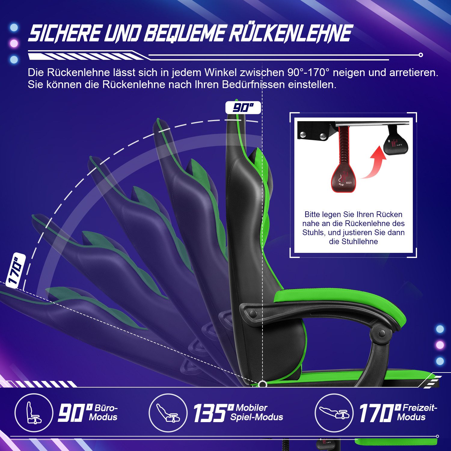 Hiazurm Gaming-Stuhl Gaming Stuhl, Bürostuhl Ergonomisch, günstig online kaufen