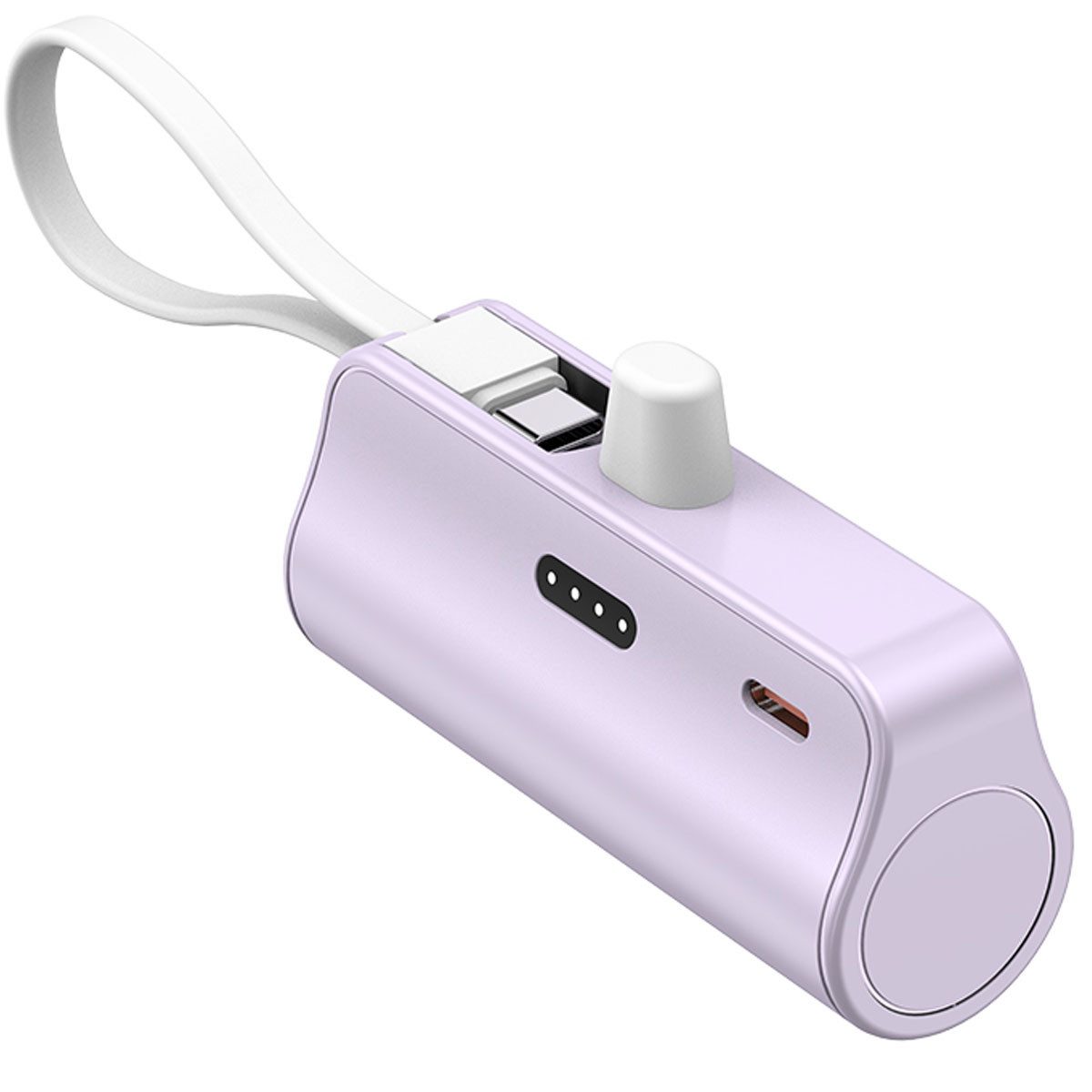 Pdgrid 5000 mAh ultrakompaktes tragbares Ladegerät Powerbank 5000 mAh, integriertes Typ-C-Kabel und Handyhalterung