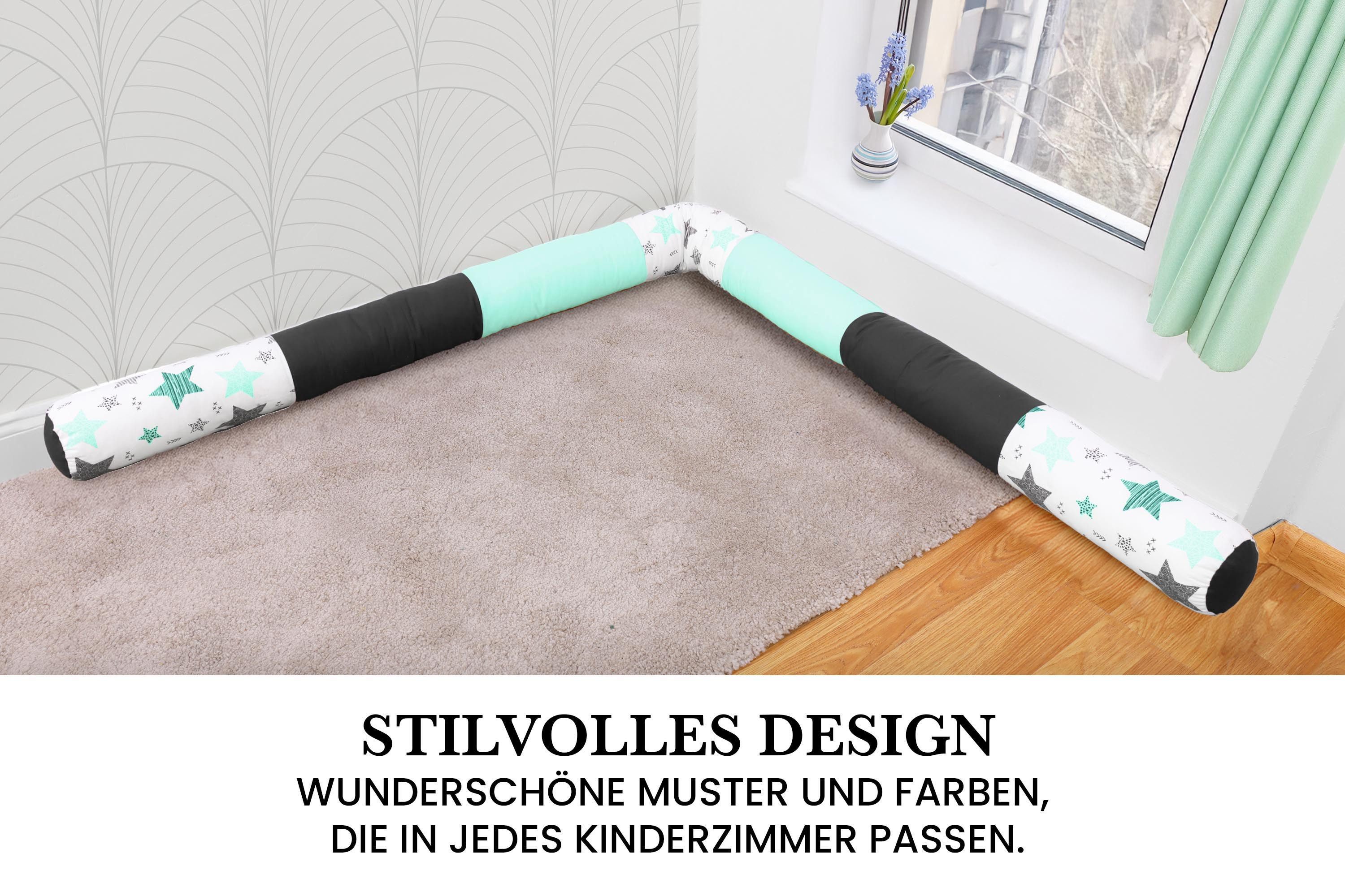 Amilian Nestchenschlange Bettschlange 210cm - Seitenschläferkissen - Nestschlangen, gepolstert, flexibel einsetzbar, pflegeleicht, Made in EU
