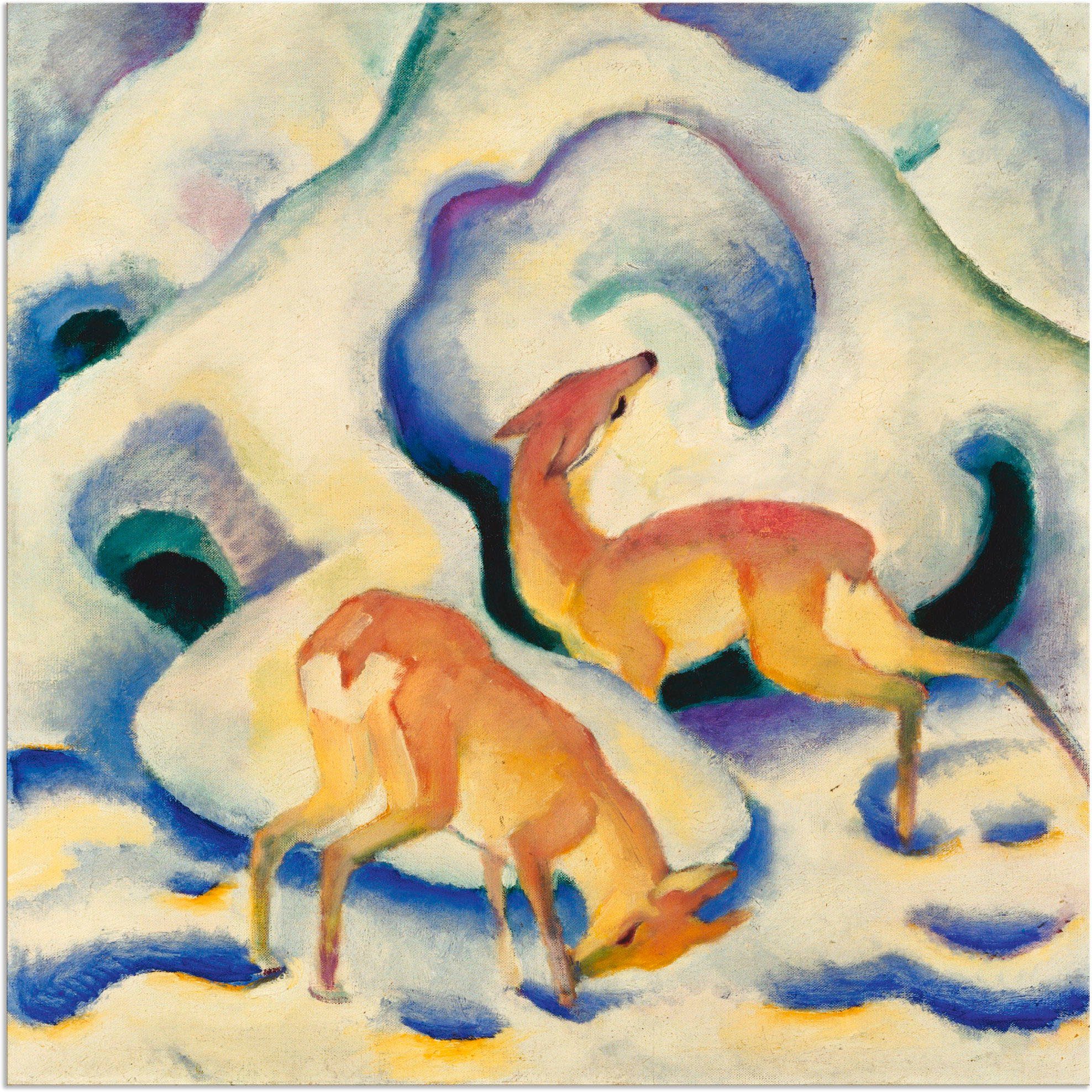 Artland Wandbild Rehe im Schnee. 1911., Wildtiere (1 St), als Alubild, Leinwandbild, Wandaufkleber oder Poster in versch. Größen